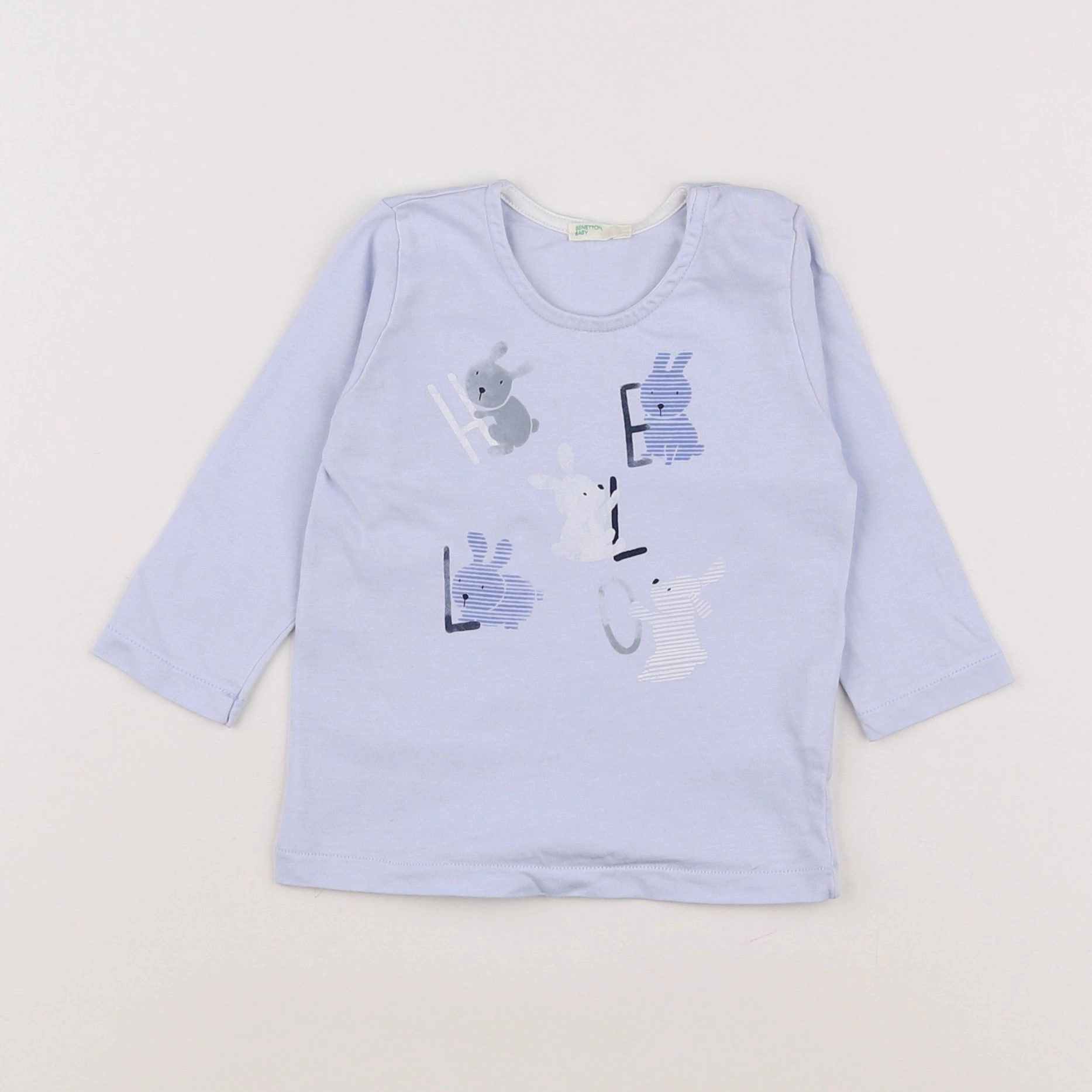 Benetton - tee-shirt bleu - 6/9 mois