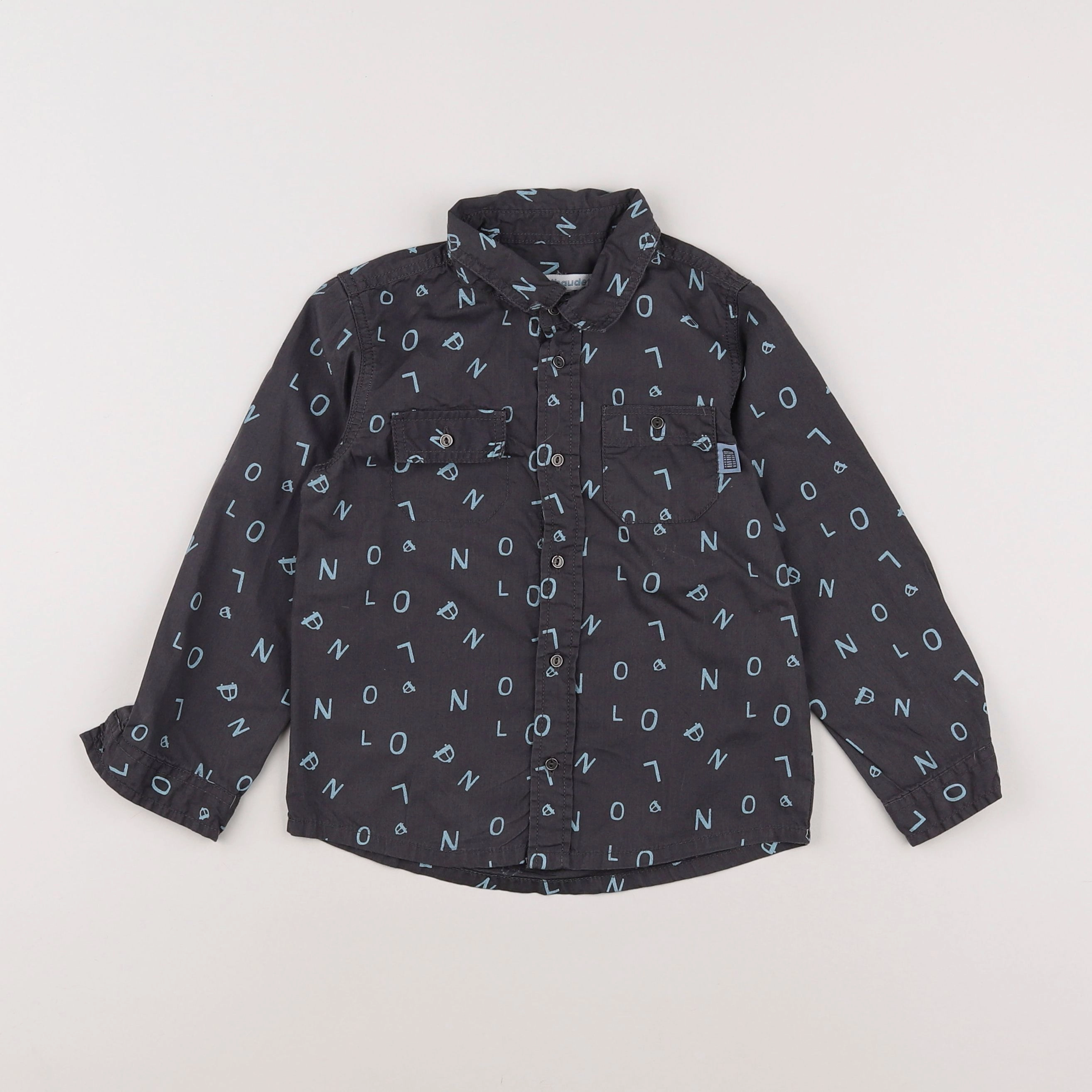 Vertbaudet - chemise gris, bleu - 3 ans