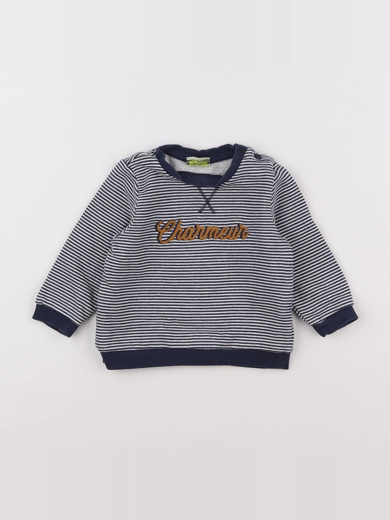 Tape à l'oeil - sweat blanc, bleu - 6 mois