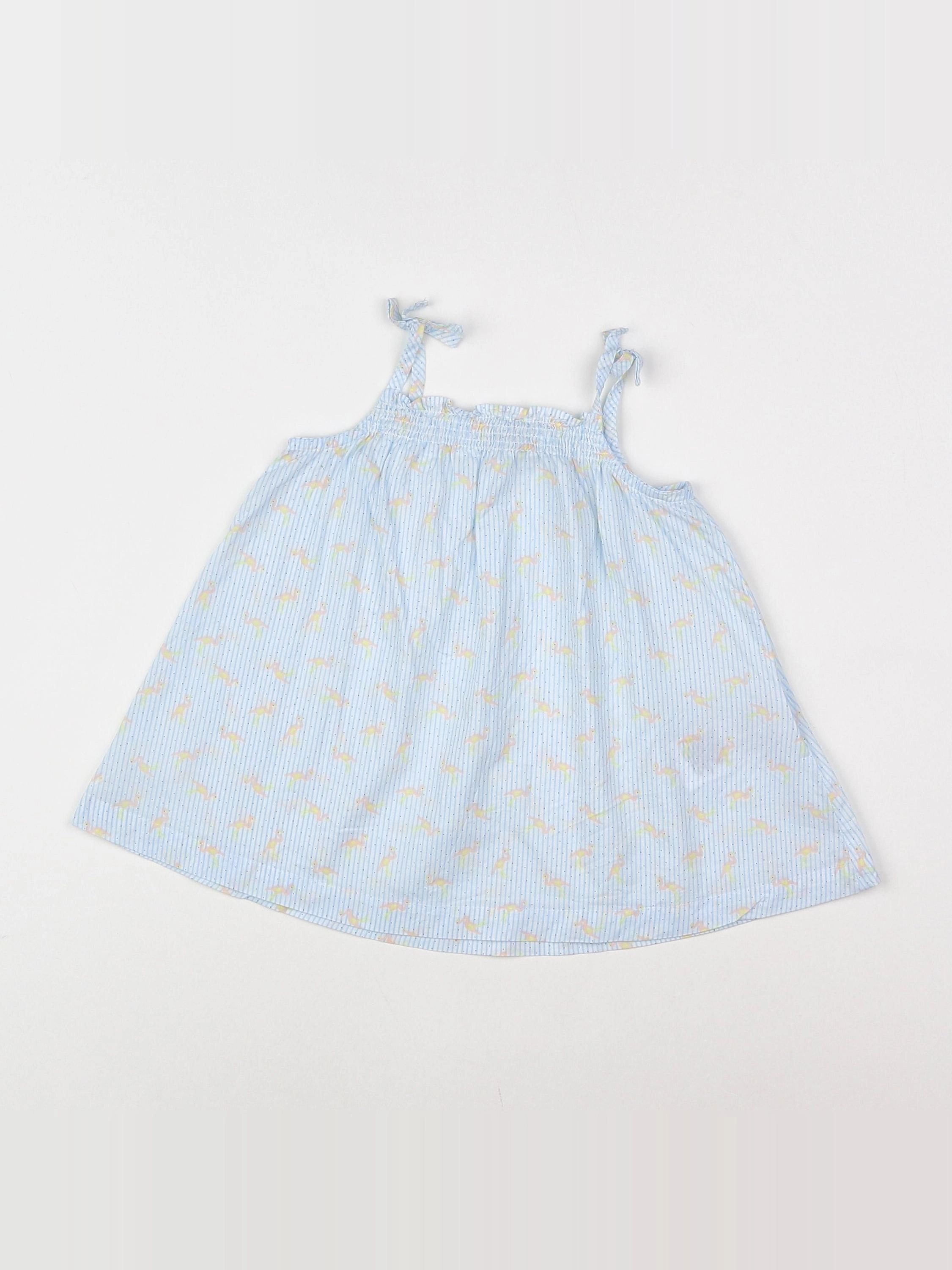 Vertbaudet - robe bleu, blanc, rose - 6 mois