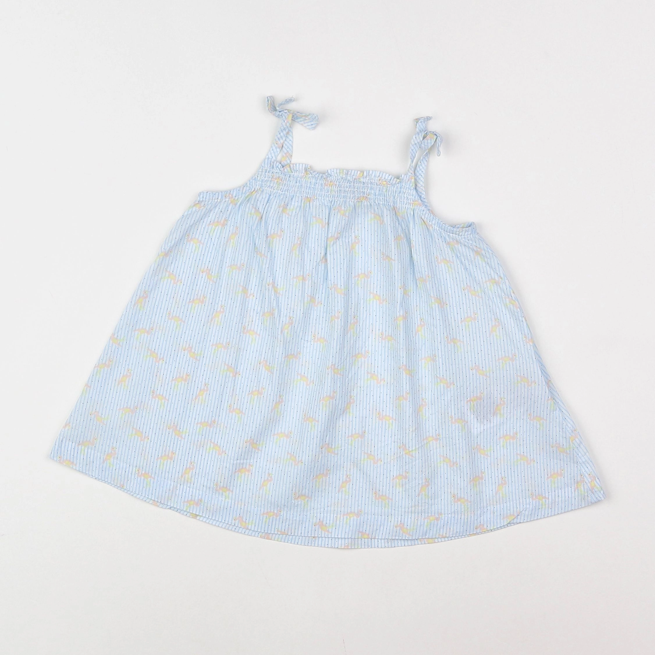 Vertbaudet - robe bleu, blanc, rose - 6 mois
