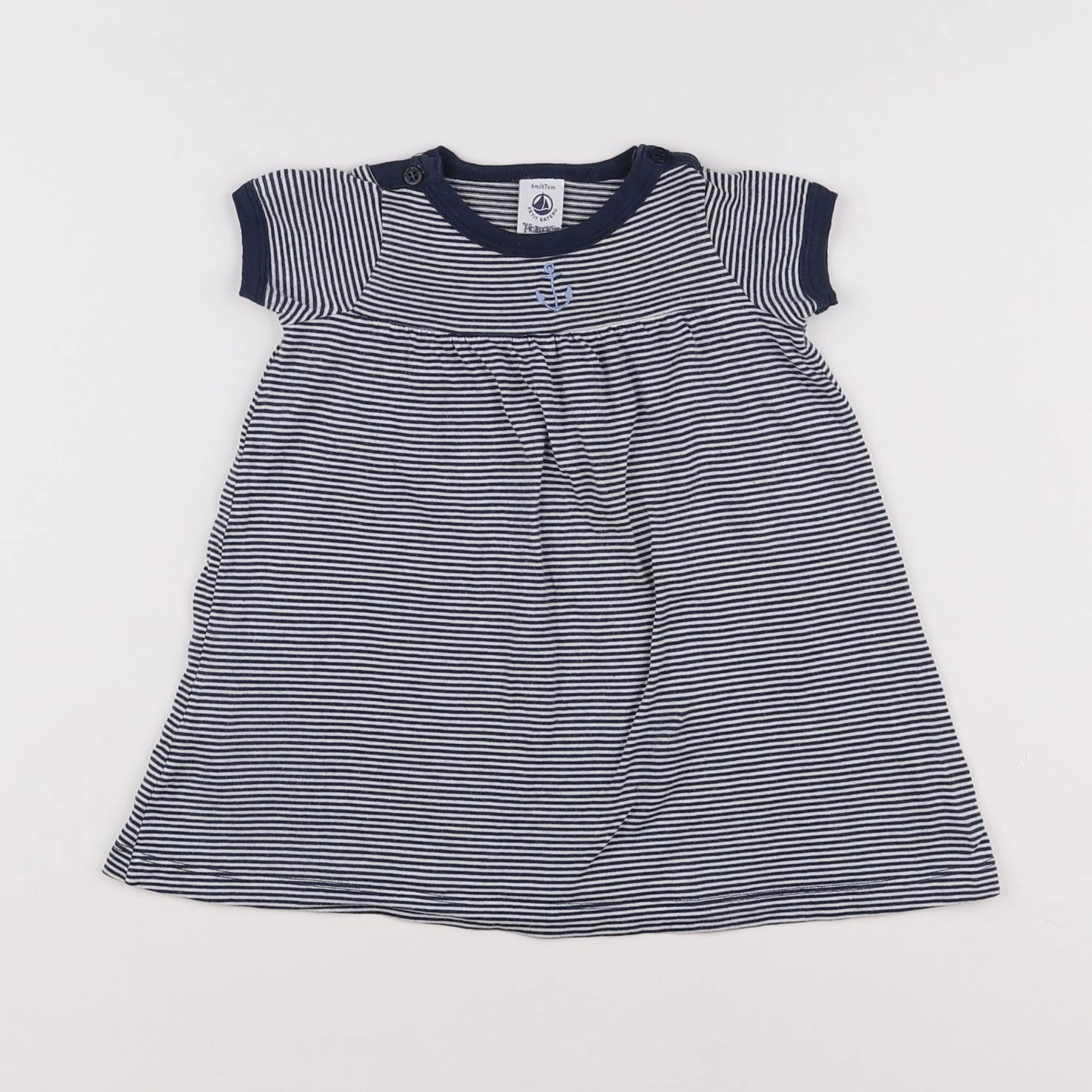 Petit Bateau - robe bleu - 6 mois