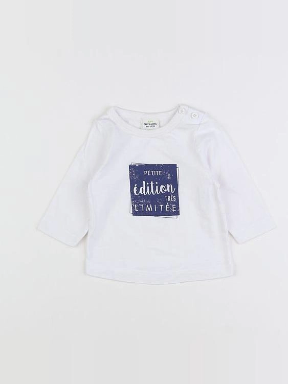 Tape à l'oeil - tee-shirt blanc, bleu - 3 mois