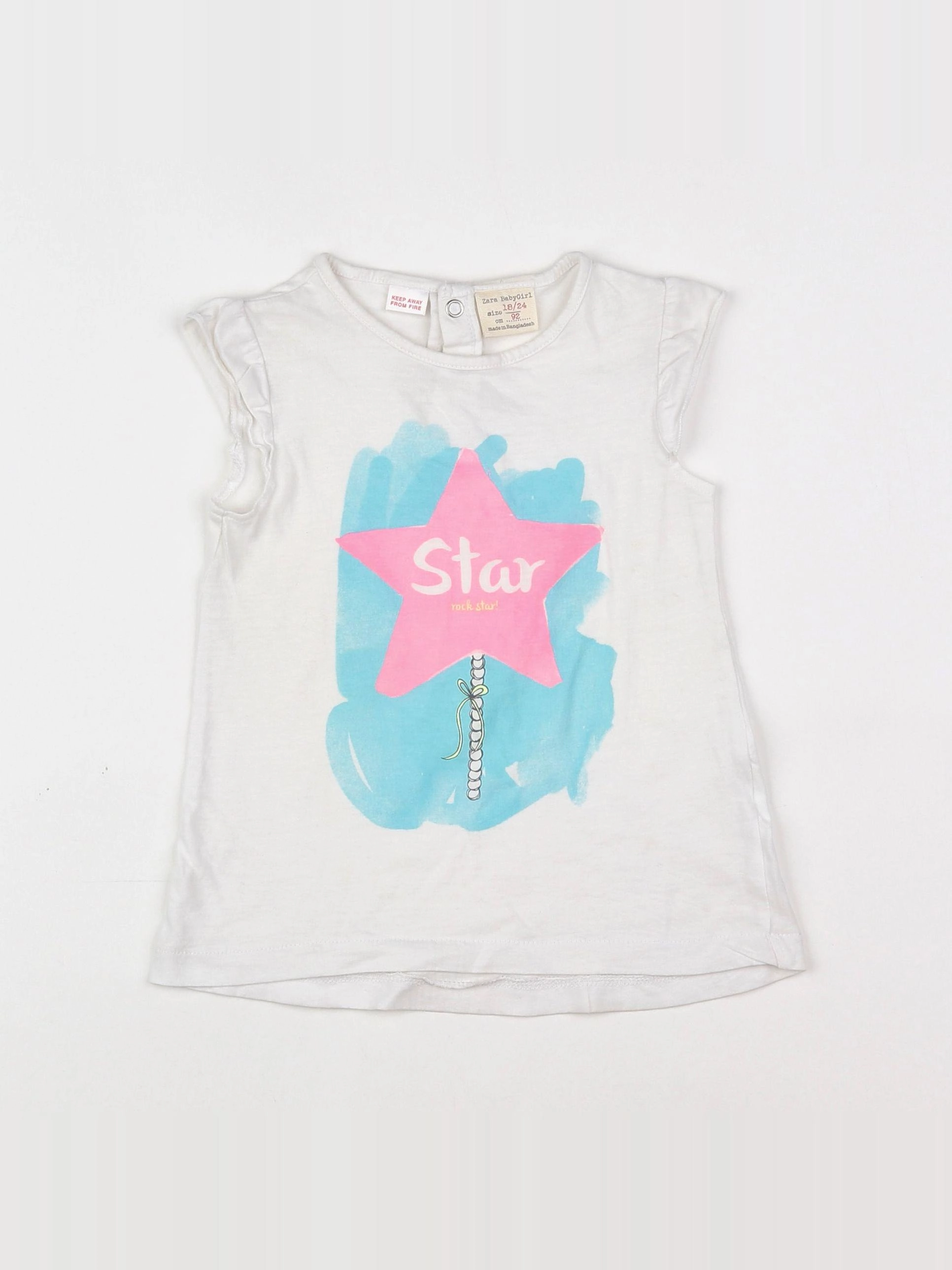 Zara - tee-shirt blanc, bleu, rose - 18 mois