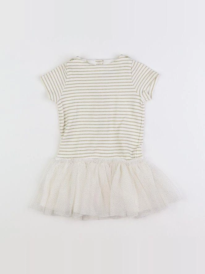 Petit Bateau - robe blanc, or - 6 mois