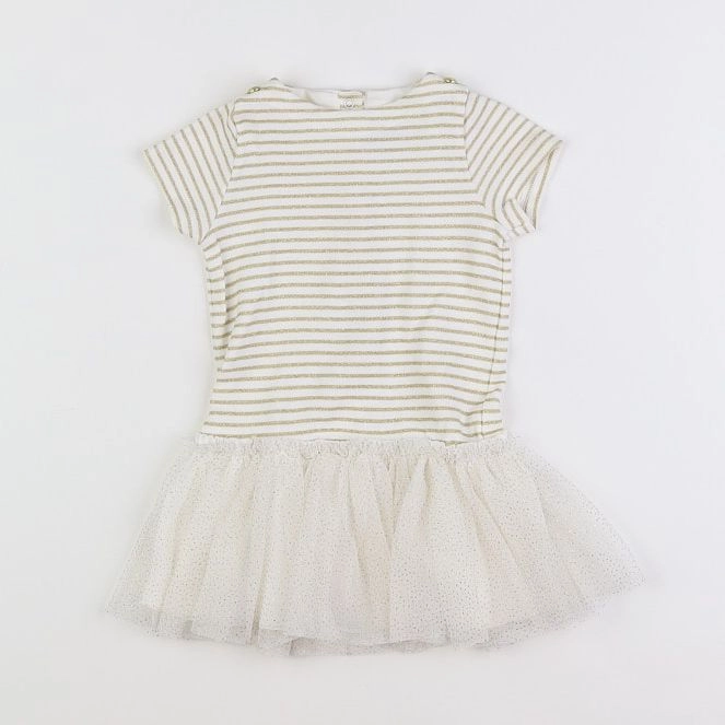 Petit Bateau - robe blanc, or - 6 mois