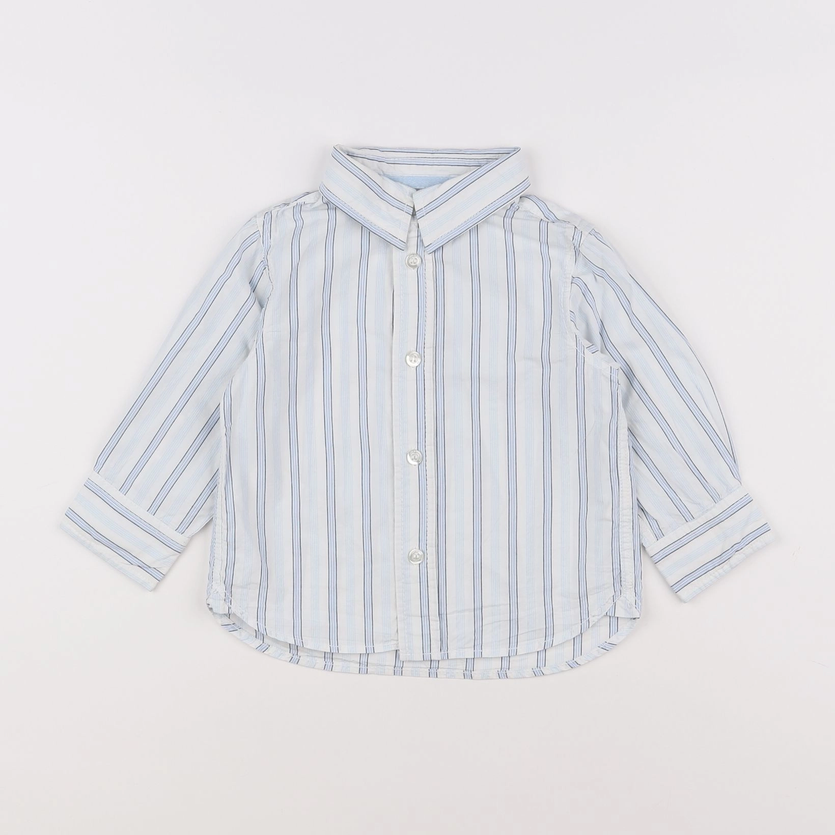 H&M - chemise bleu, blanc - 18 mois