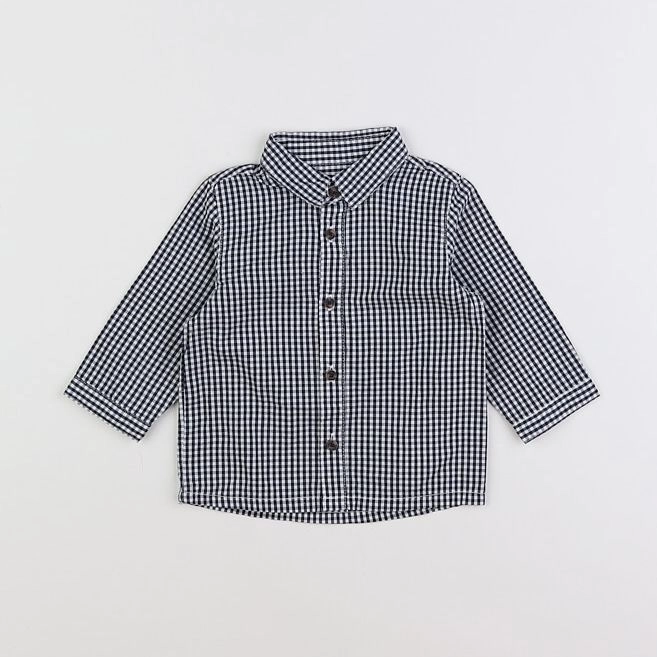 Vertbaudet - chemise blanc, noir - 6 mois