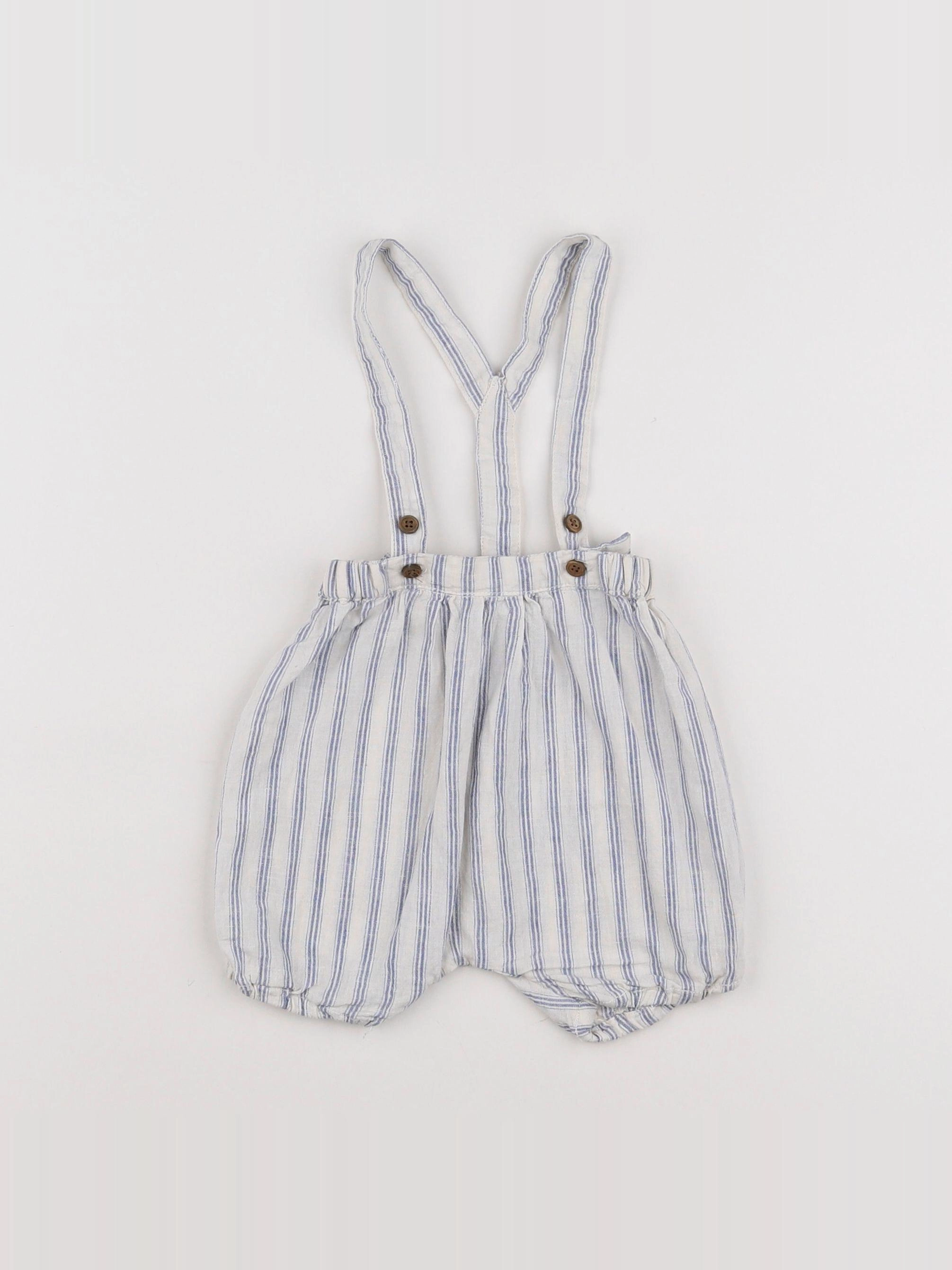 Boutchou - short blanc, bleu - 6 mois
