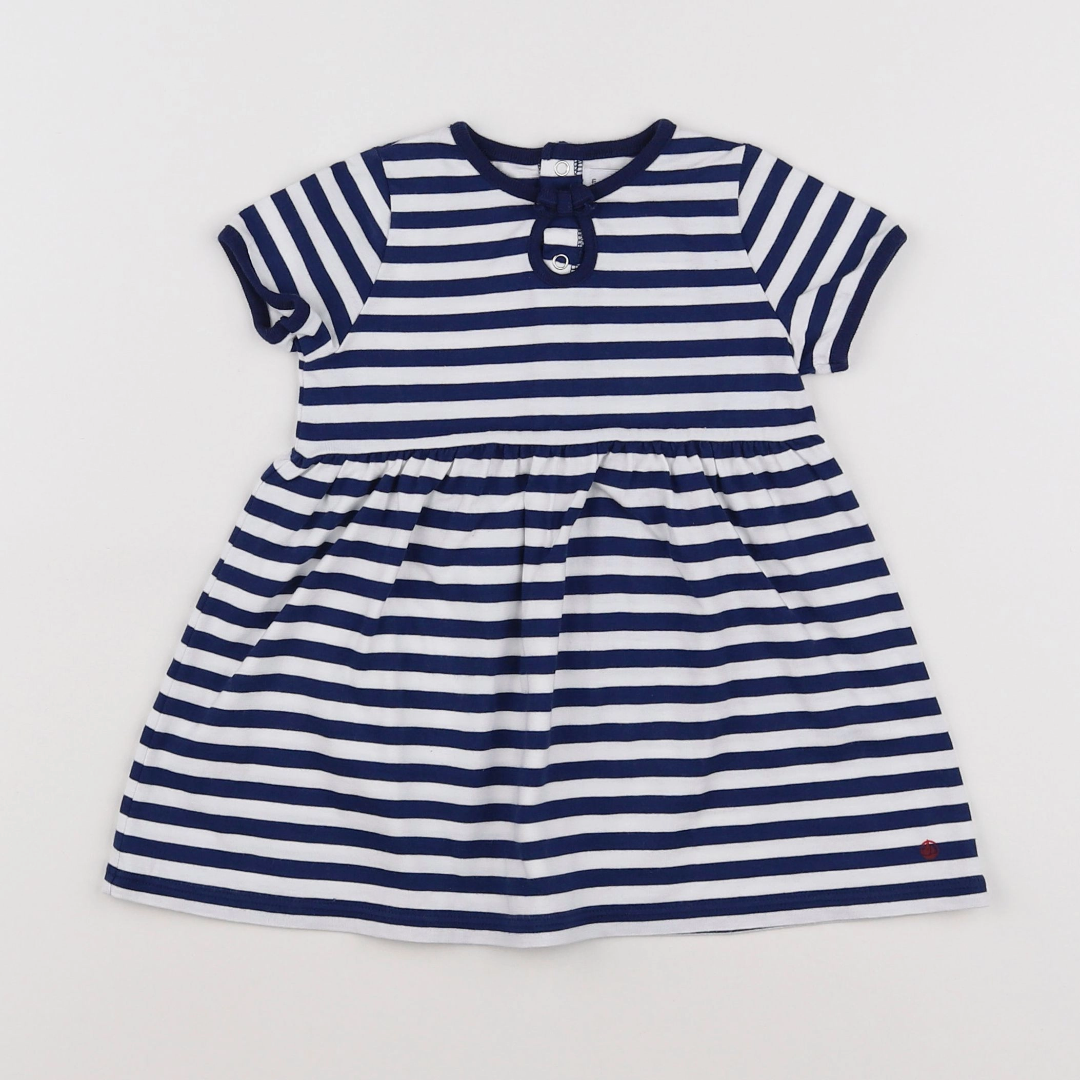Petit Bateau - robe bleu, blanc - 12 mois