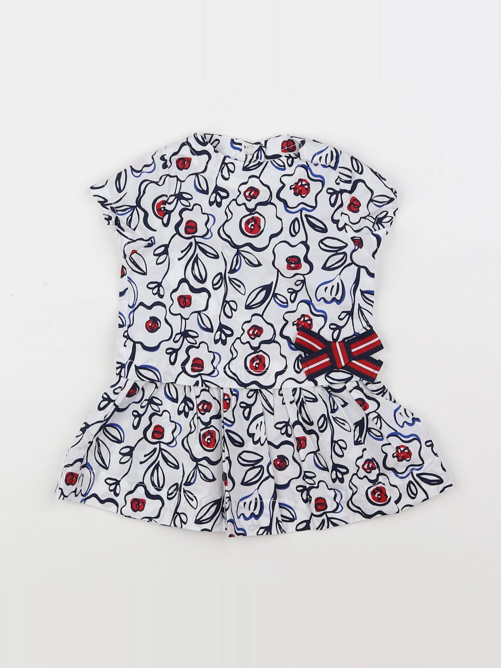 Petit Bateau - robe blanc, bleu - 3 mois