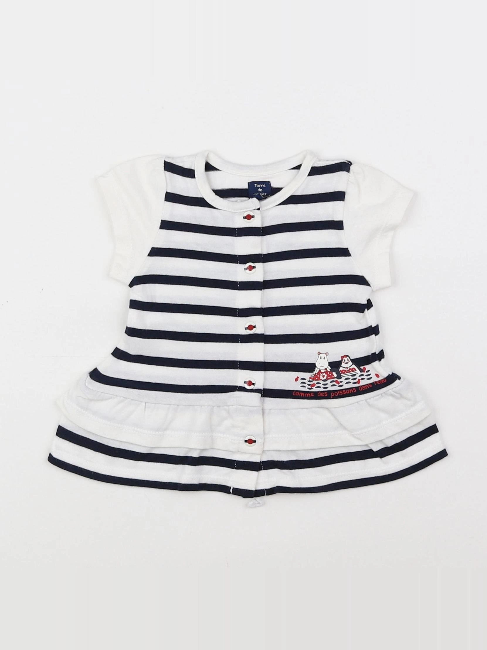 Terre de marins - robe blanc, bleu - 3 mois