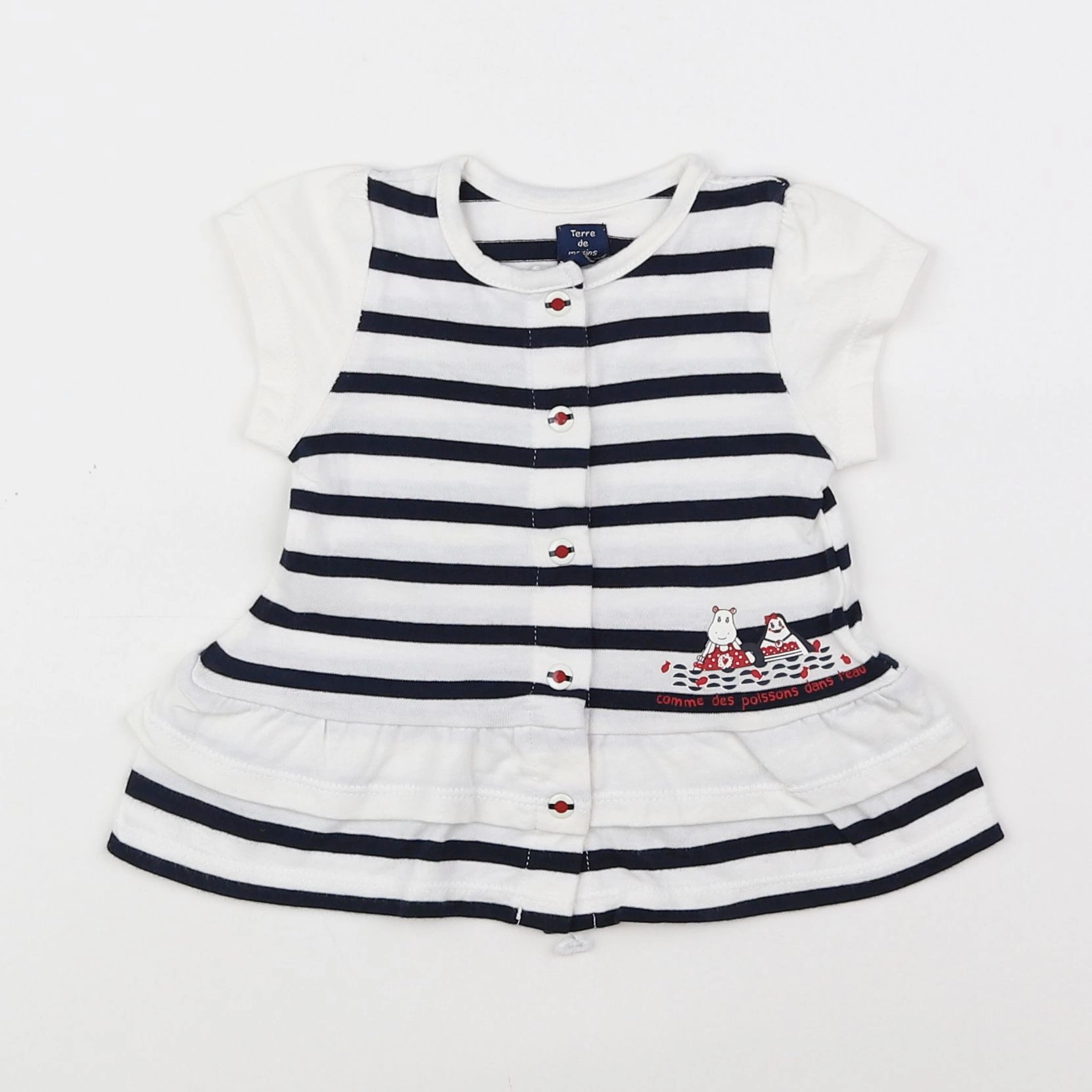 Terre de marins - robe blanc, bleu - 3 mois