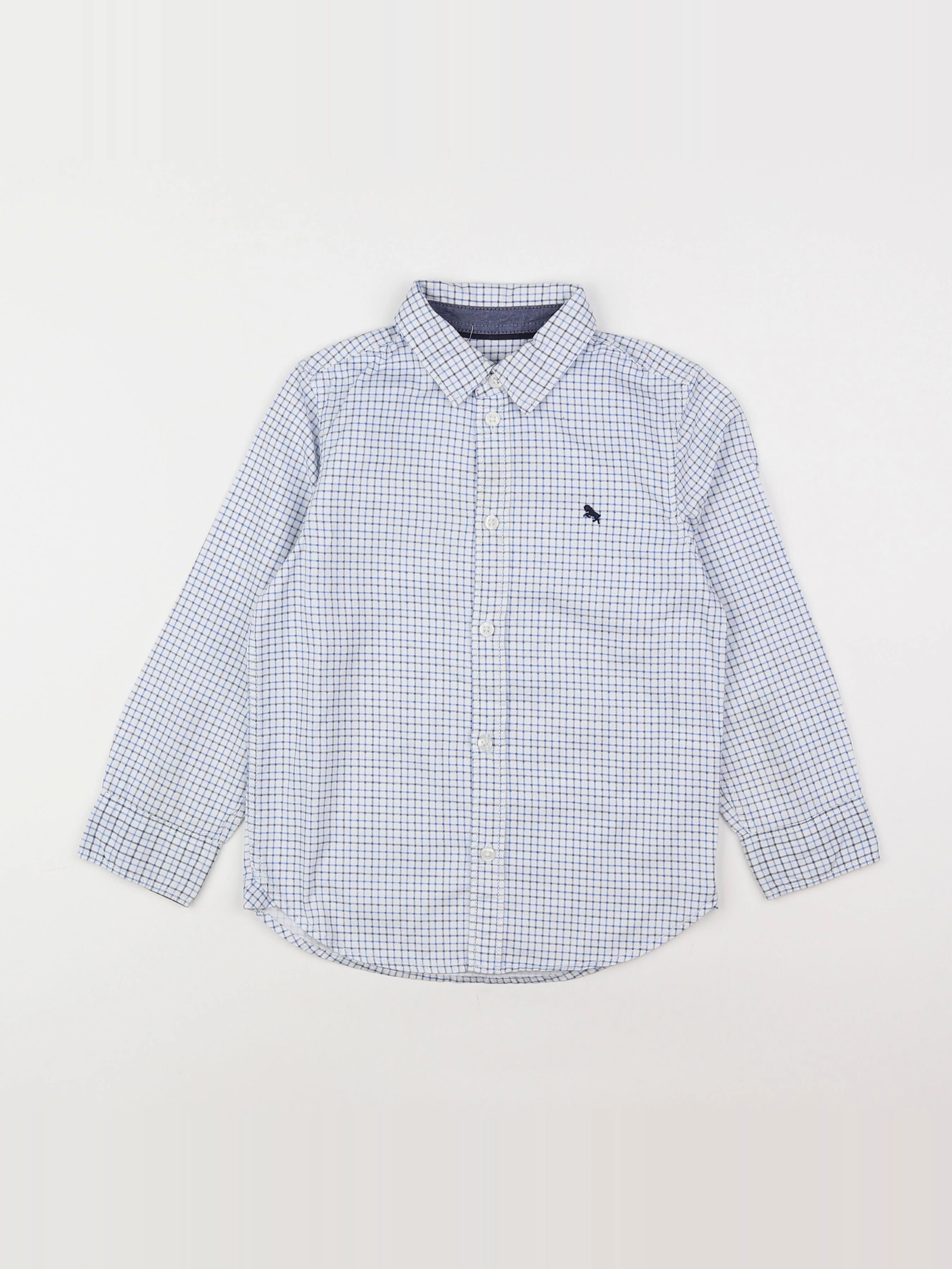 H&M - chemise bleu, blanc - 4/5 ans