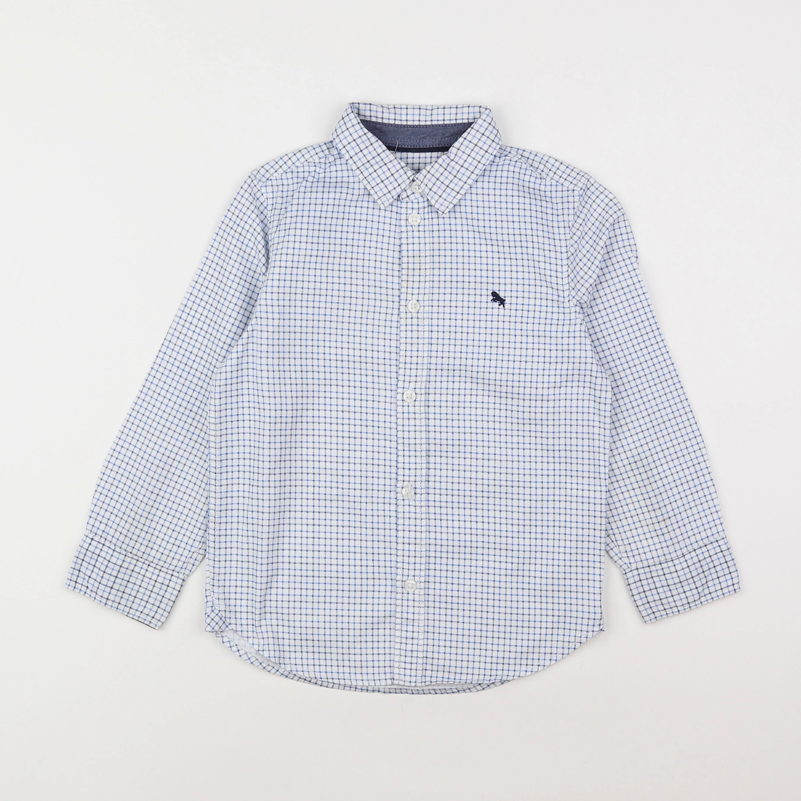 H&M - chemise bleu, blanc - 4/5 ans