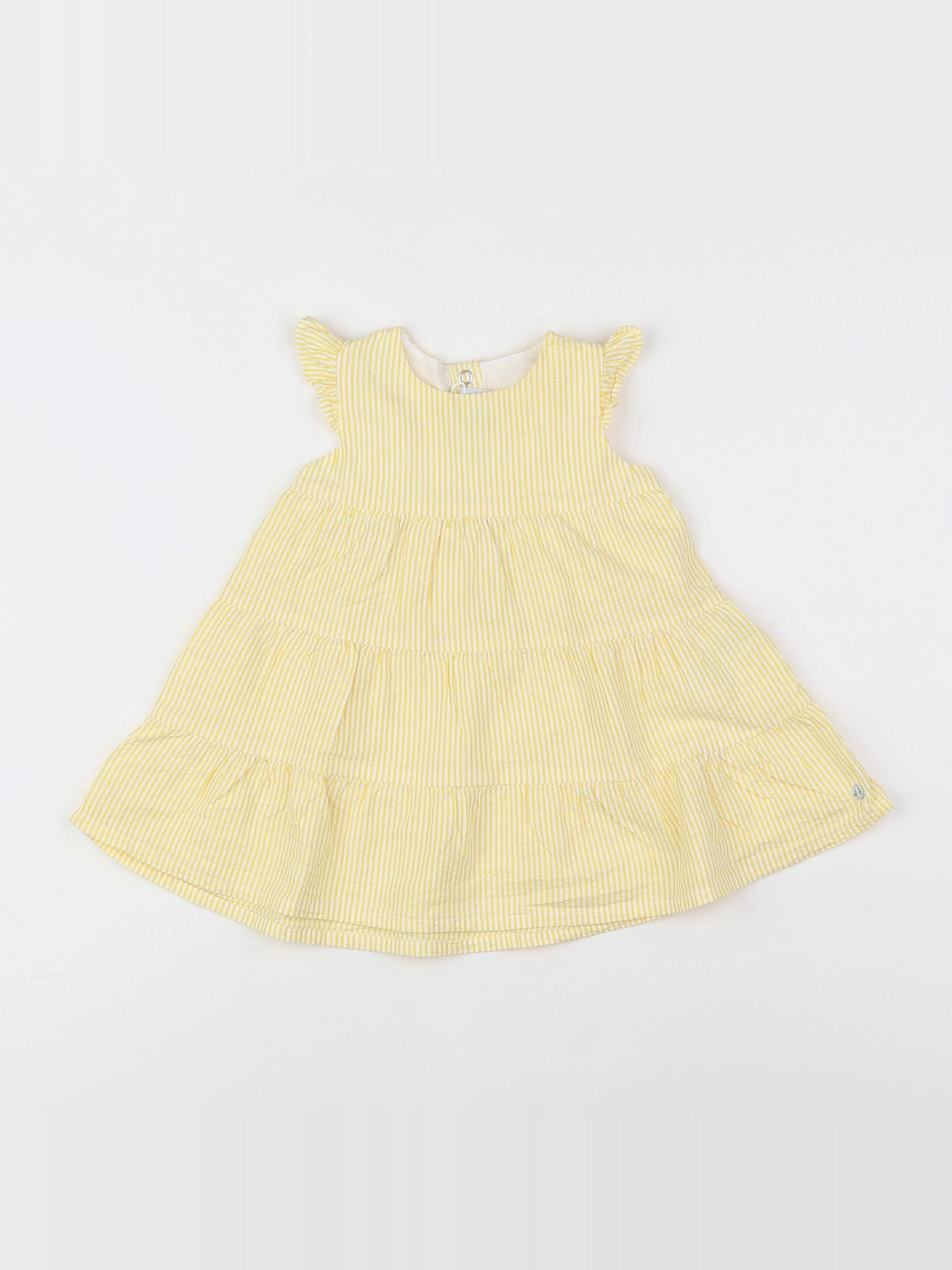 Petit Bateau - robe blanc, jaune - 6 mois