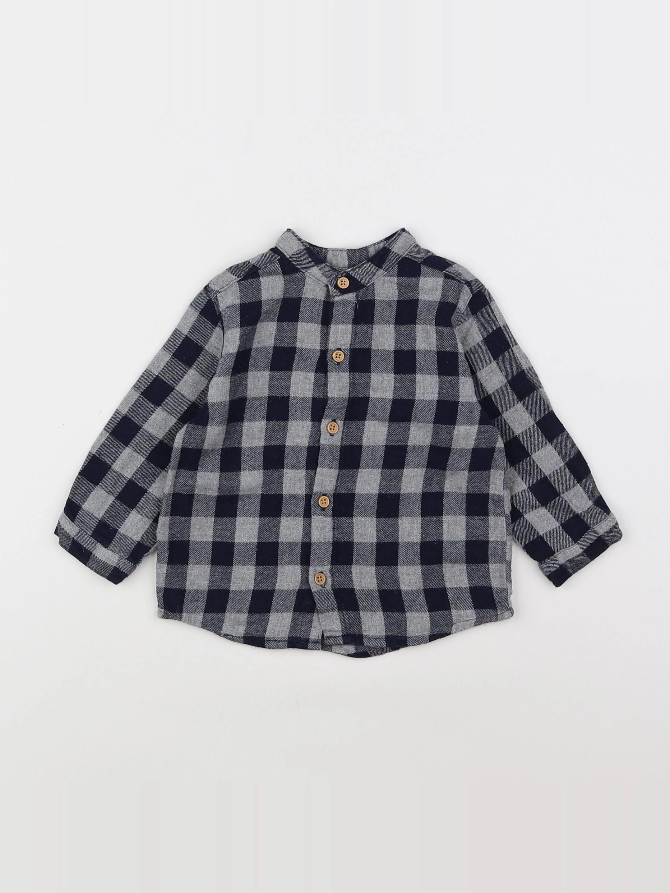 Boutchou - chemise bleu, gris - 9 mois