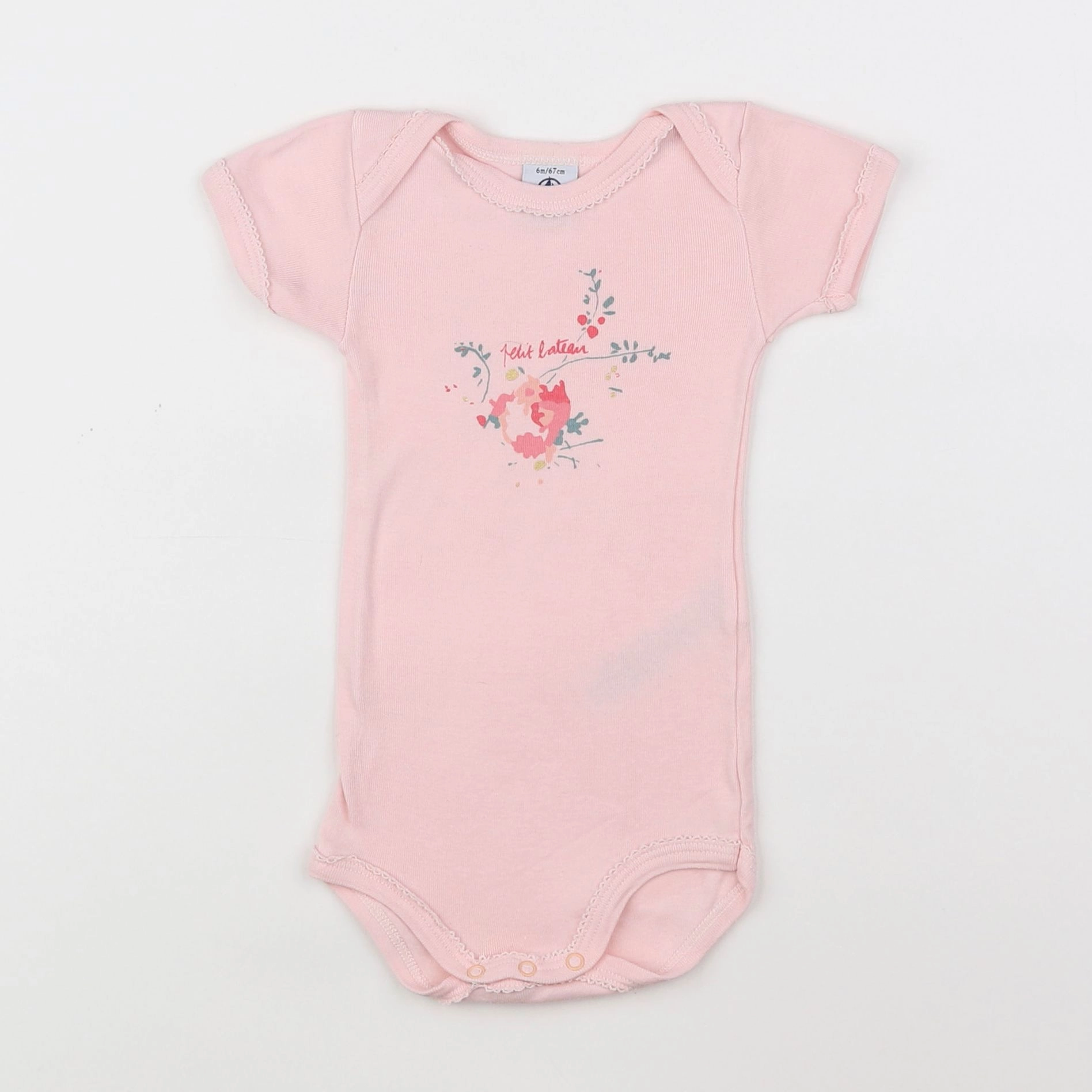 Petit Bateau - body rose - 6 mois