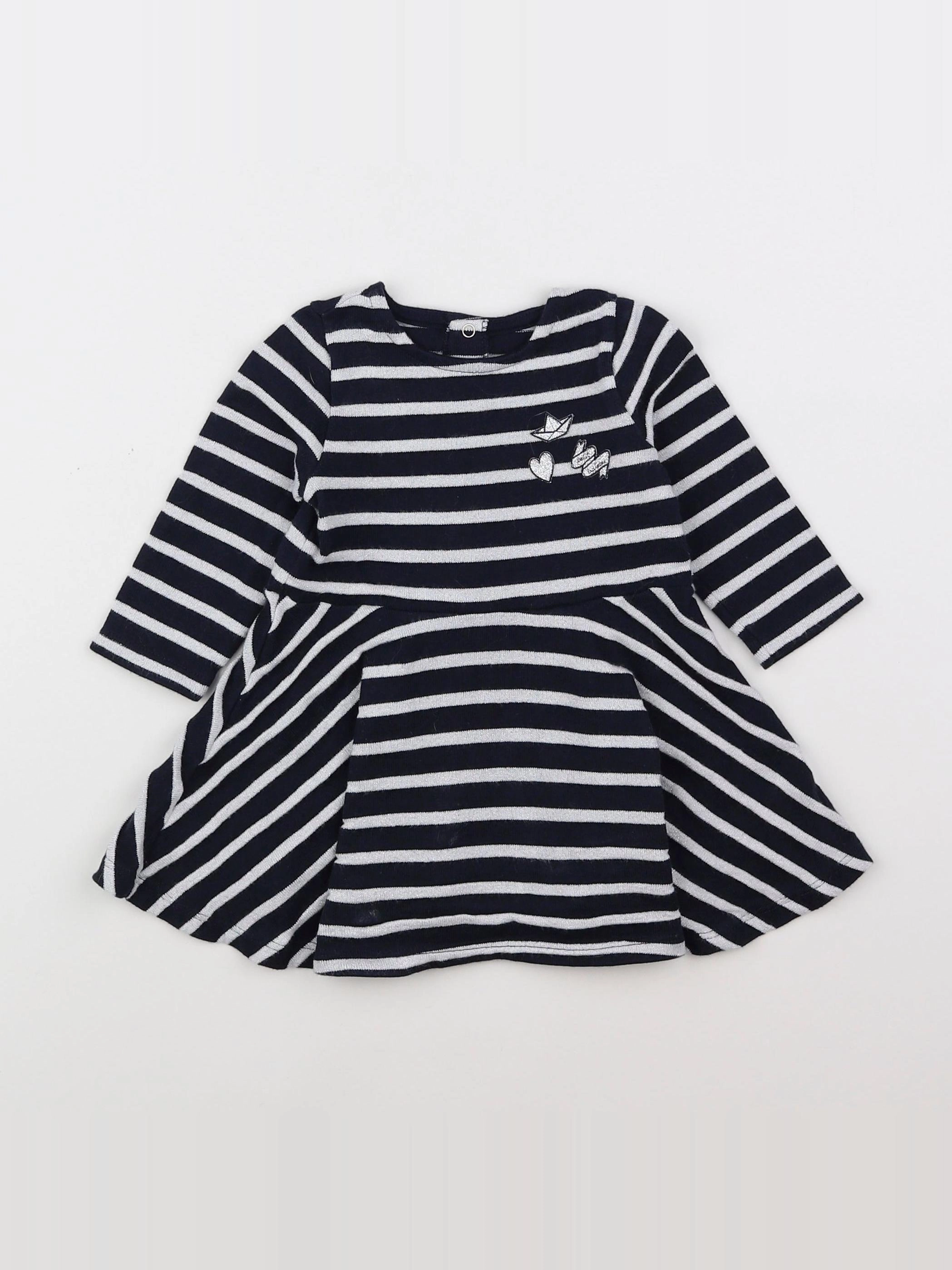 Petit Bateau - robe bleu, argent - 6 mois