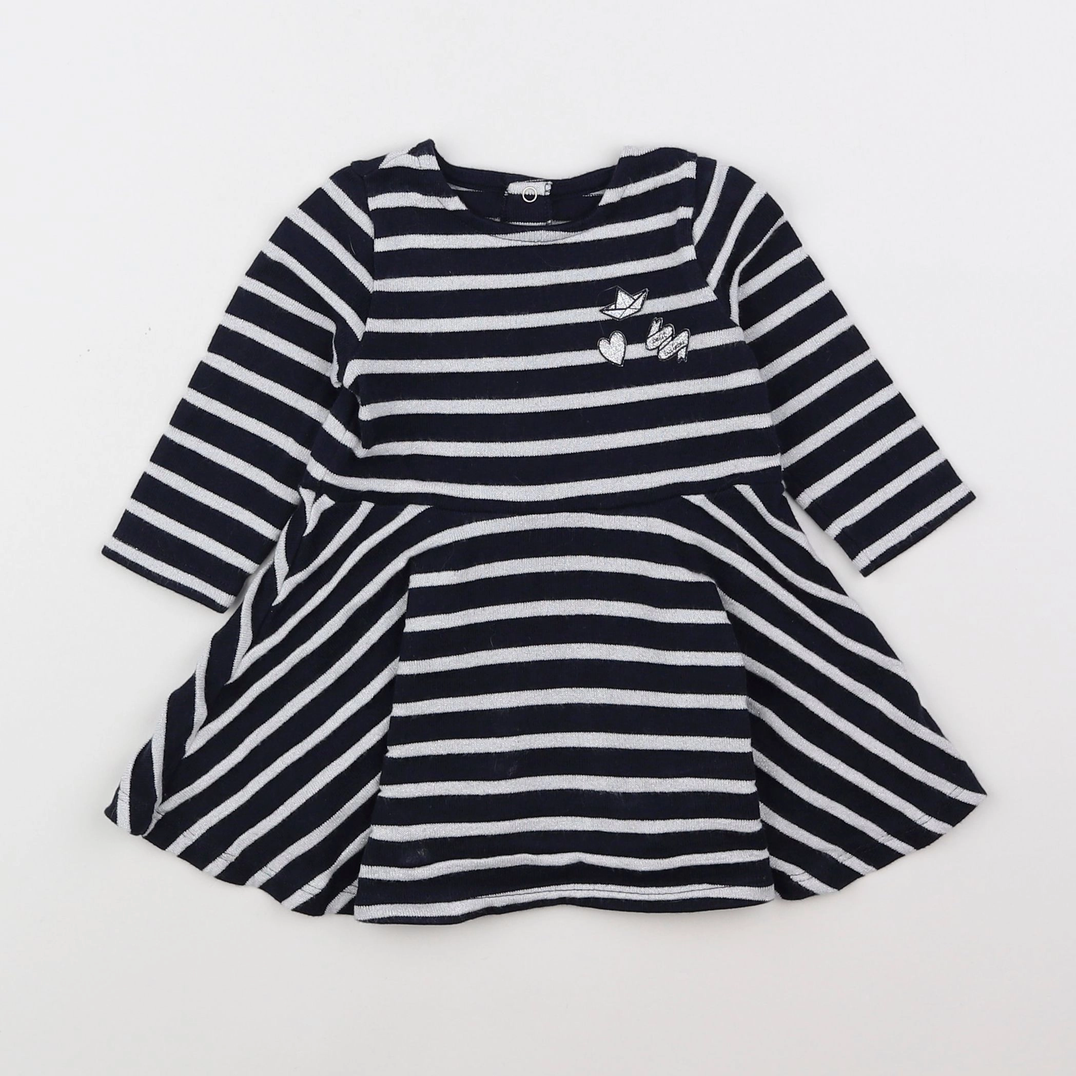 Petit Bateau - robe bleu, argent - 6 mois