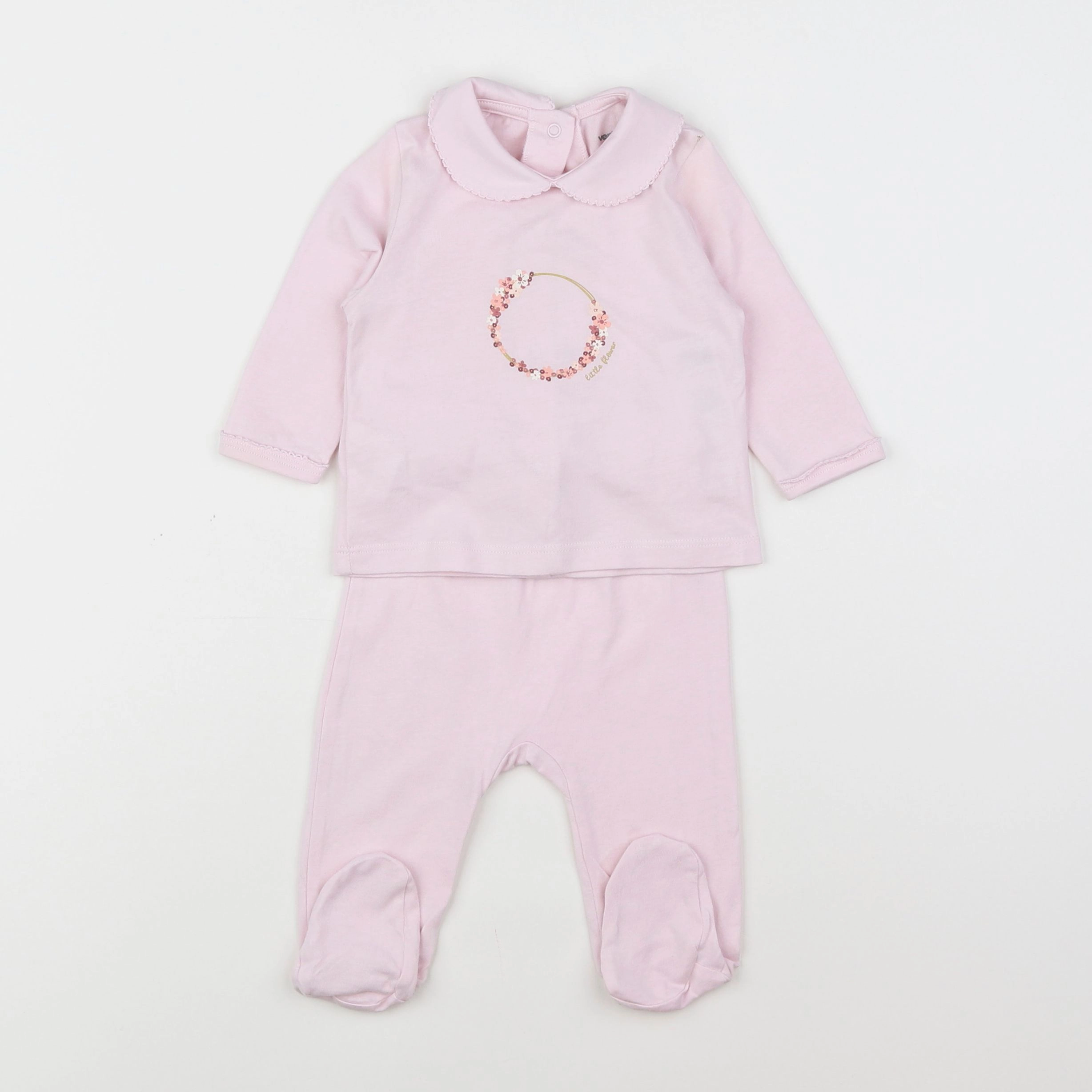 Vertbaudet - pyjama coton rose - 3 mois