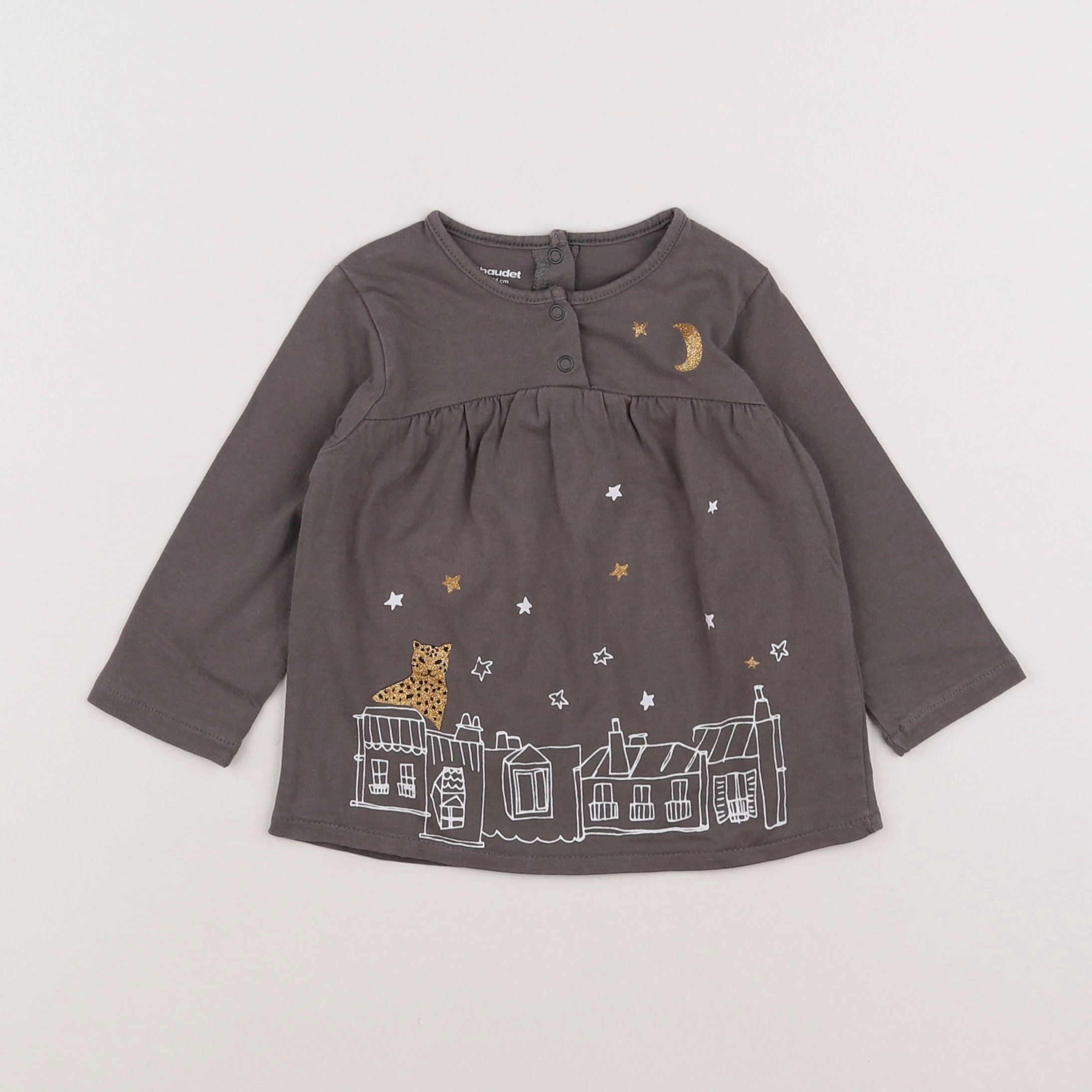 Vertbaudet - tee-shirt taupe - 12 mois