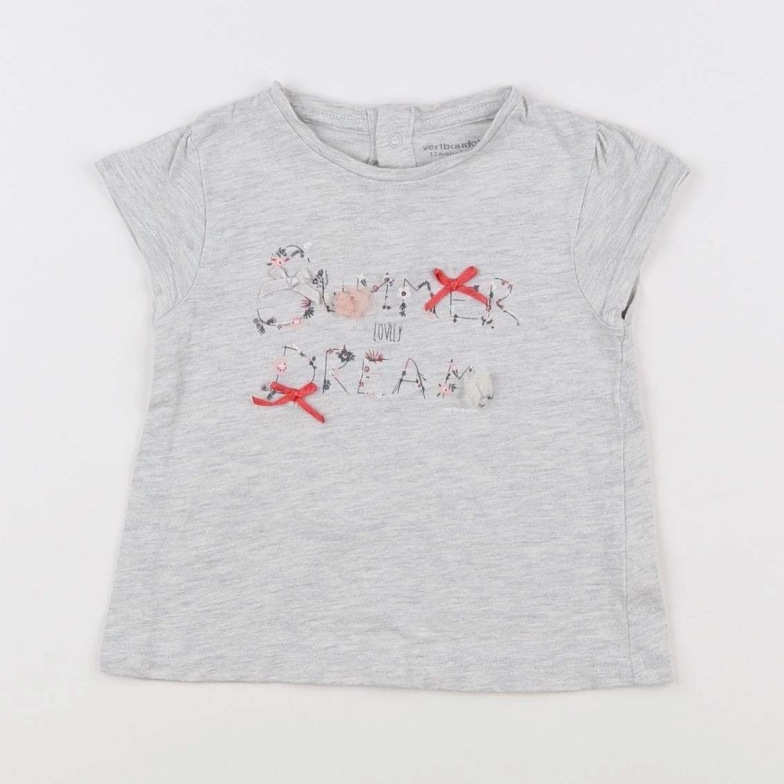Vertbaudet - tee-shirt gris - 12 mois