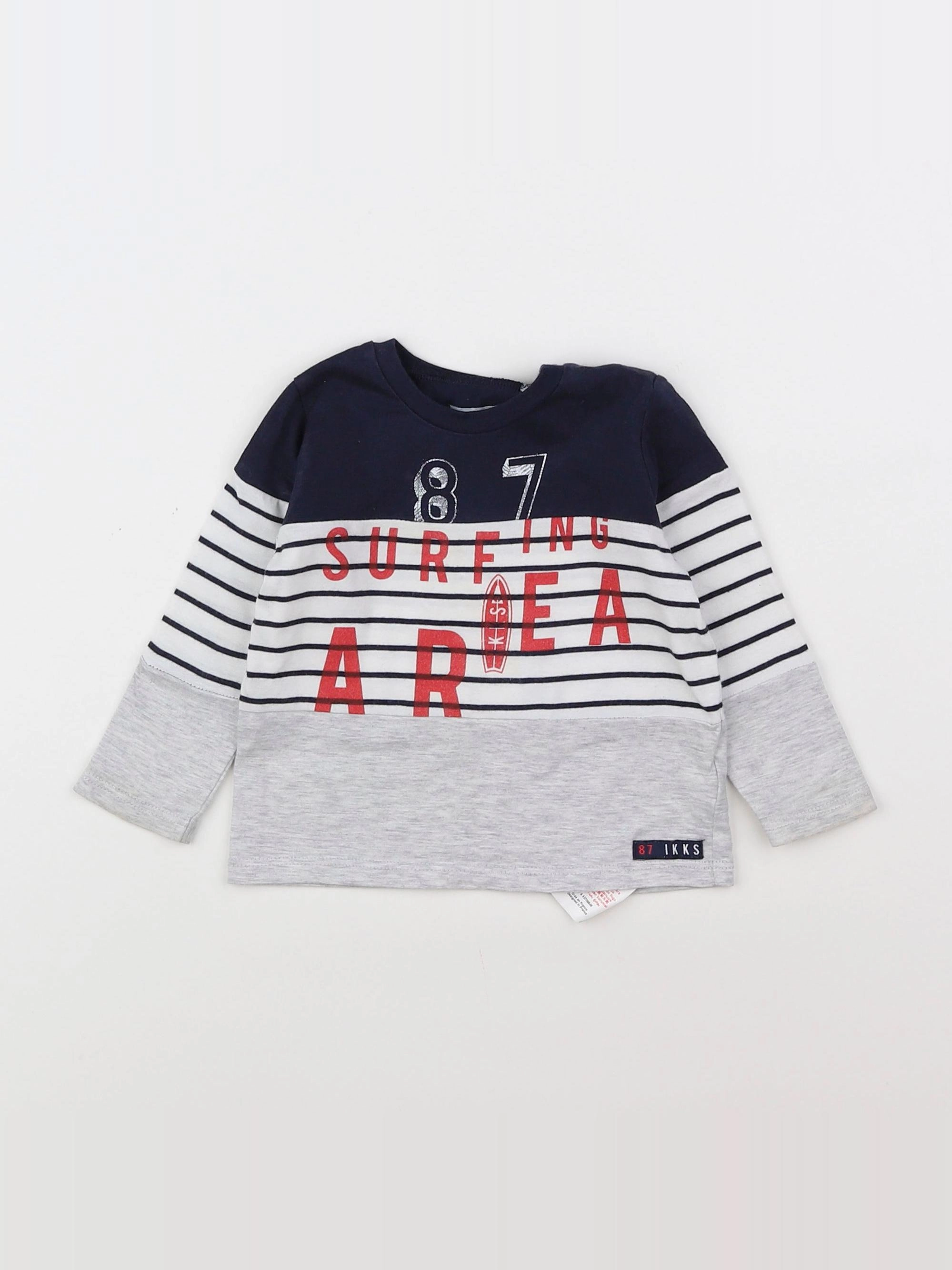 IKKS - tee-shirt bleu, blanc - 6 mois