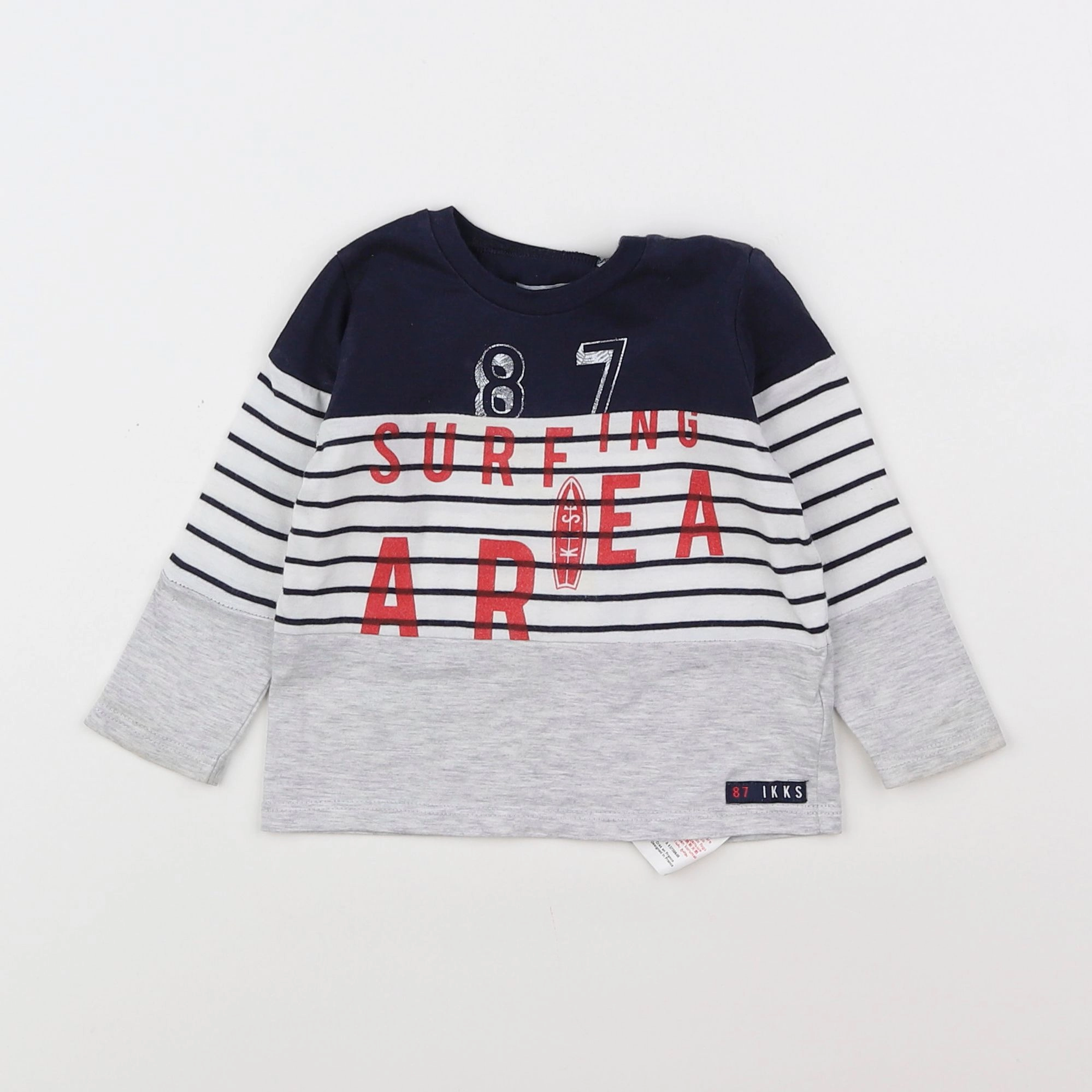 IKKS - tee-shirt bleu, blanc - 6 mois