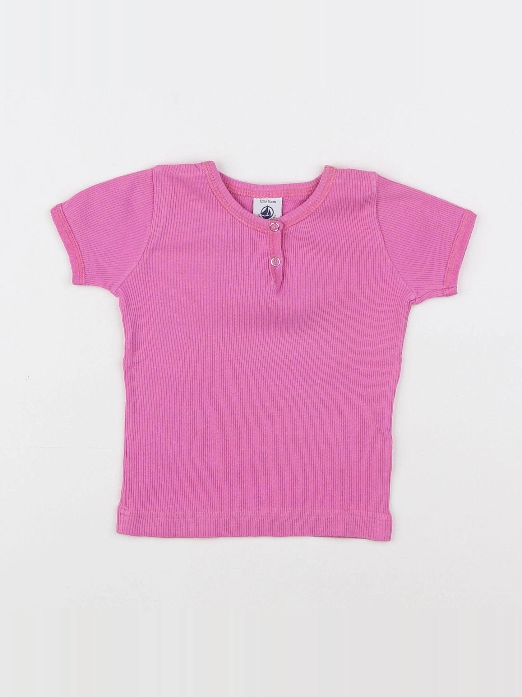 Petit Bateau - tee-shirt rose - 12 mois