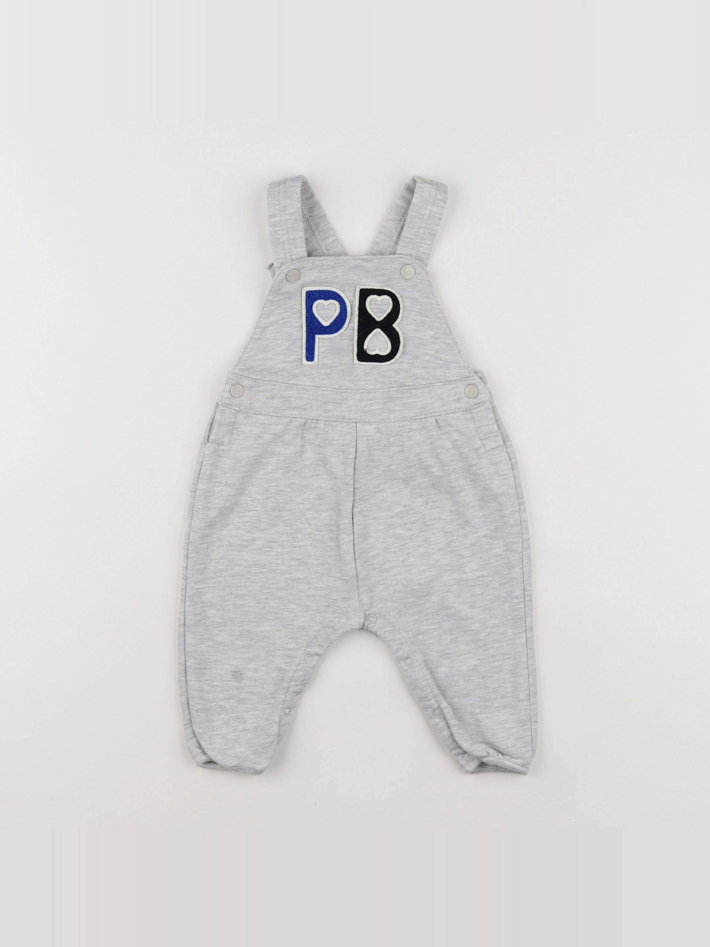 Petit Bateau - salopette gris - 6 mois