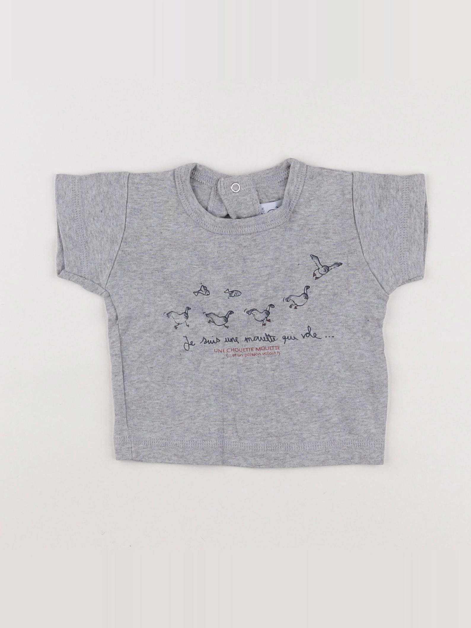 Petit Bateau - tee-shirt gris - 3 mois