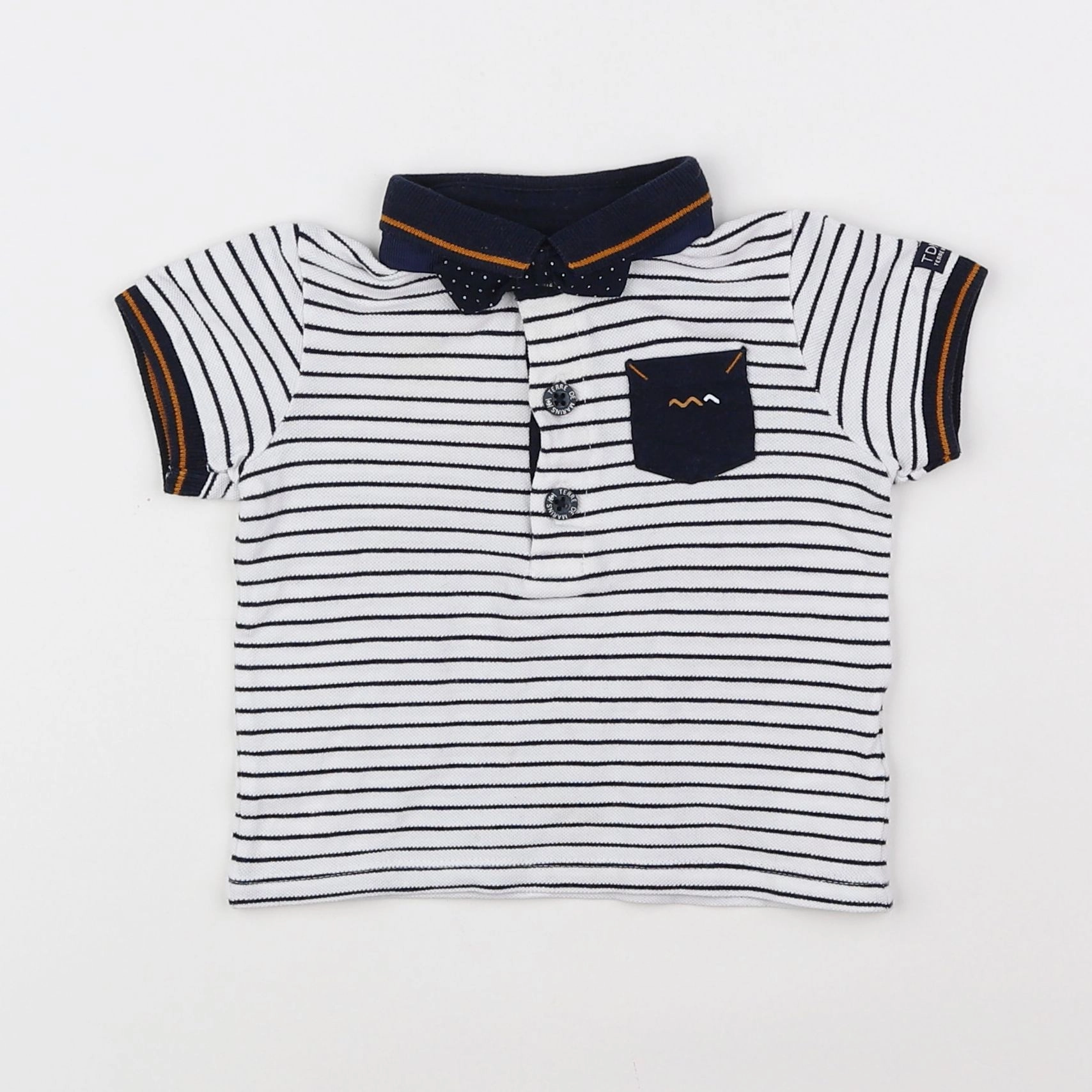 Terre de marins - polo blanc, bleu - 6 mois