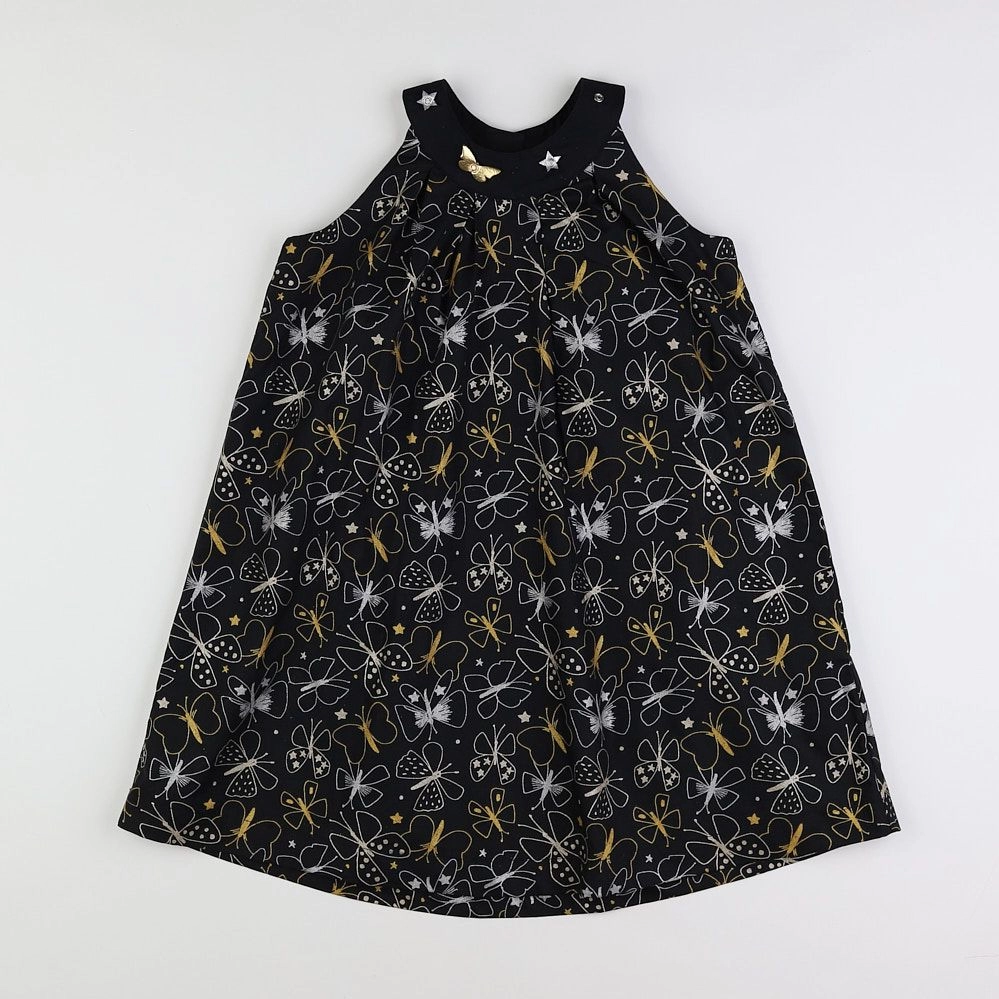 Vertbaudet - robe noir, or - 8 ans