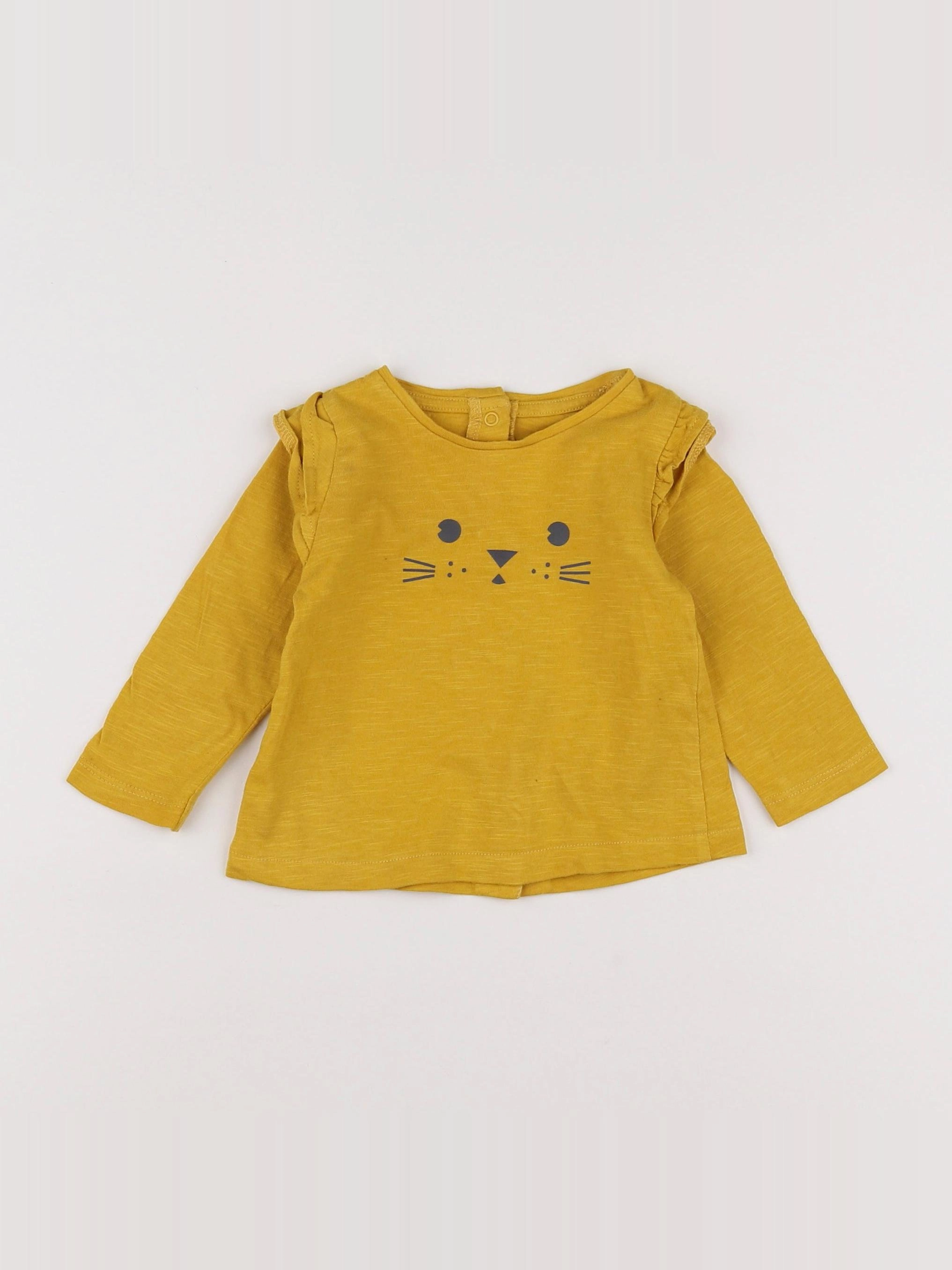 Vertbaudet - tee-shirt jaune - 6 mois