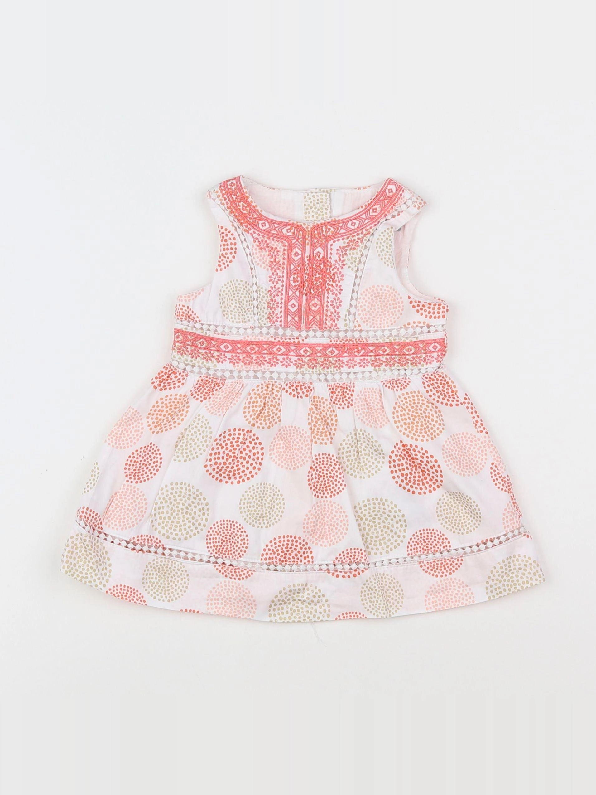 Vertbaudet - robe blanc, rose, rouge - 3 mois