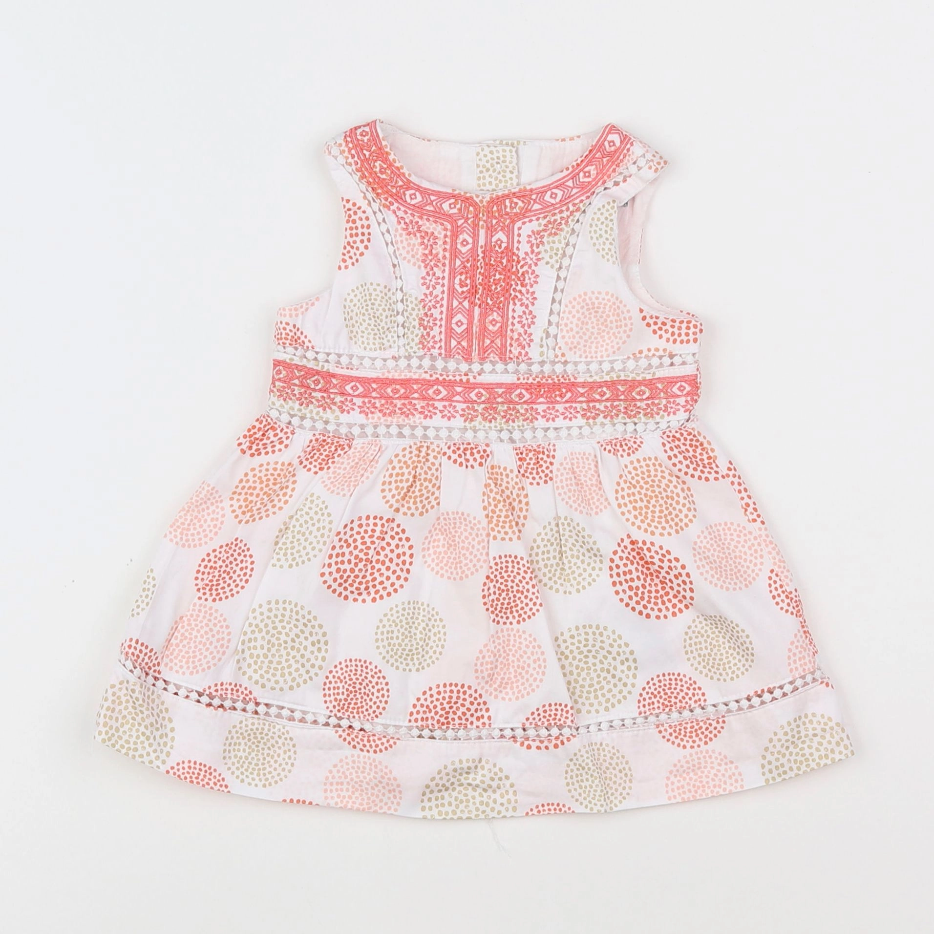 Vertbaudet - robe blanc, rose, rouge - 3 mois