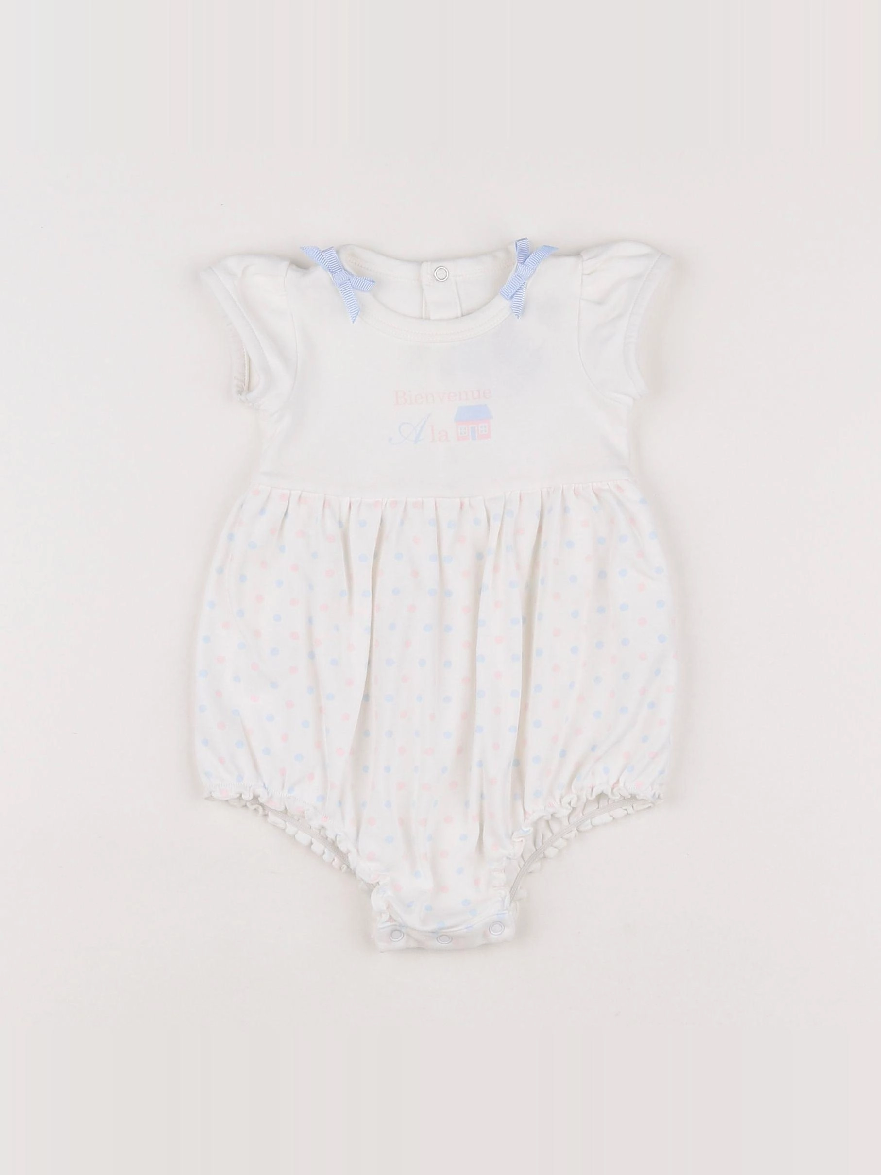 Jacadi - combinaison blanc, bleu, rose - 6 mois
