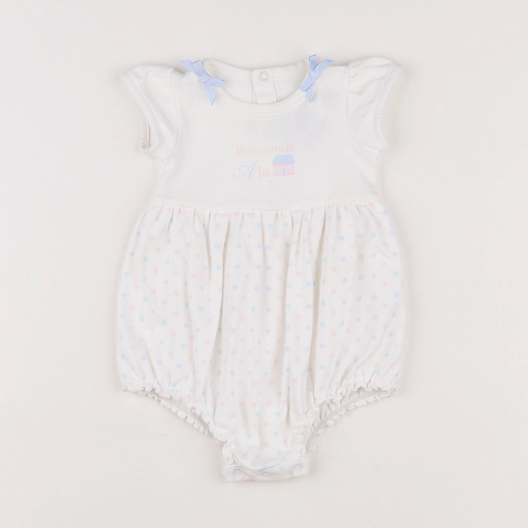 Jacadi - combinaison blanc, bleu, rose - 6 mois
