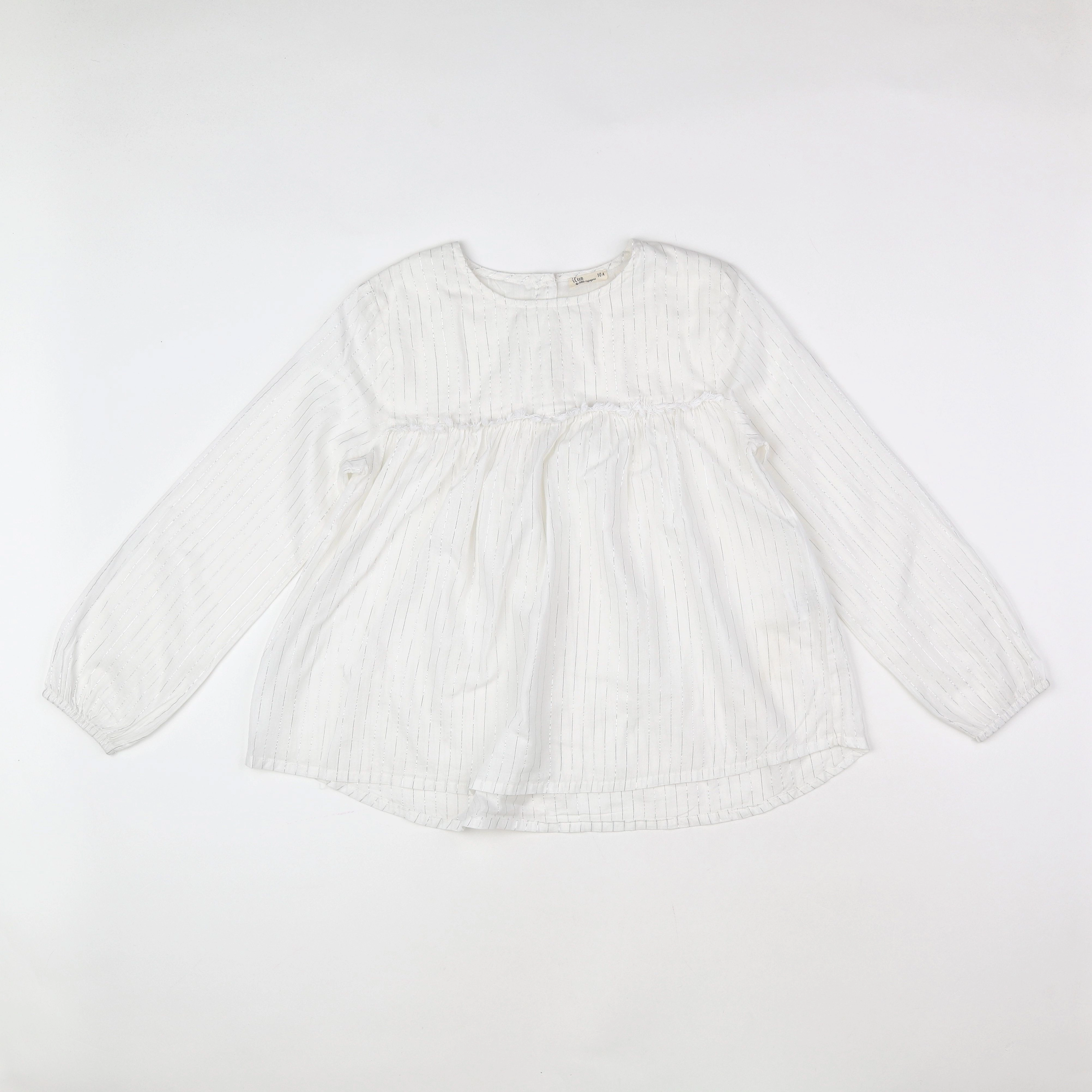 Little Cigogne - blouse blanc, argent - 10 ans