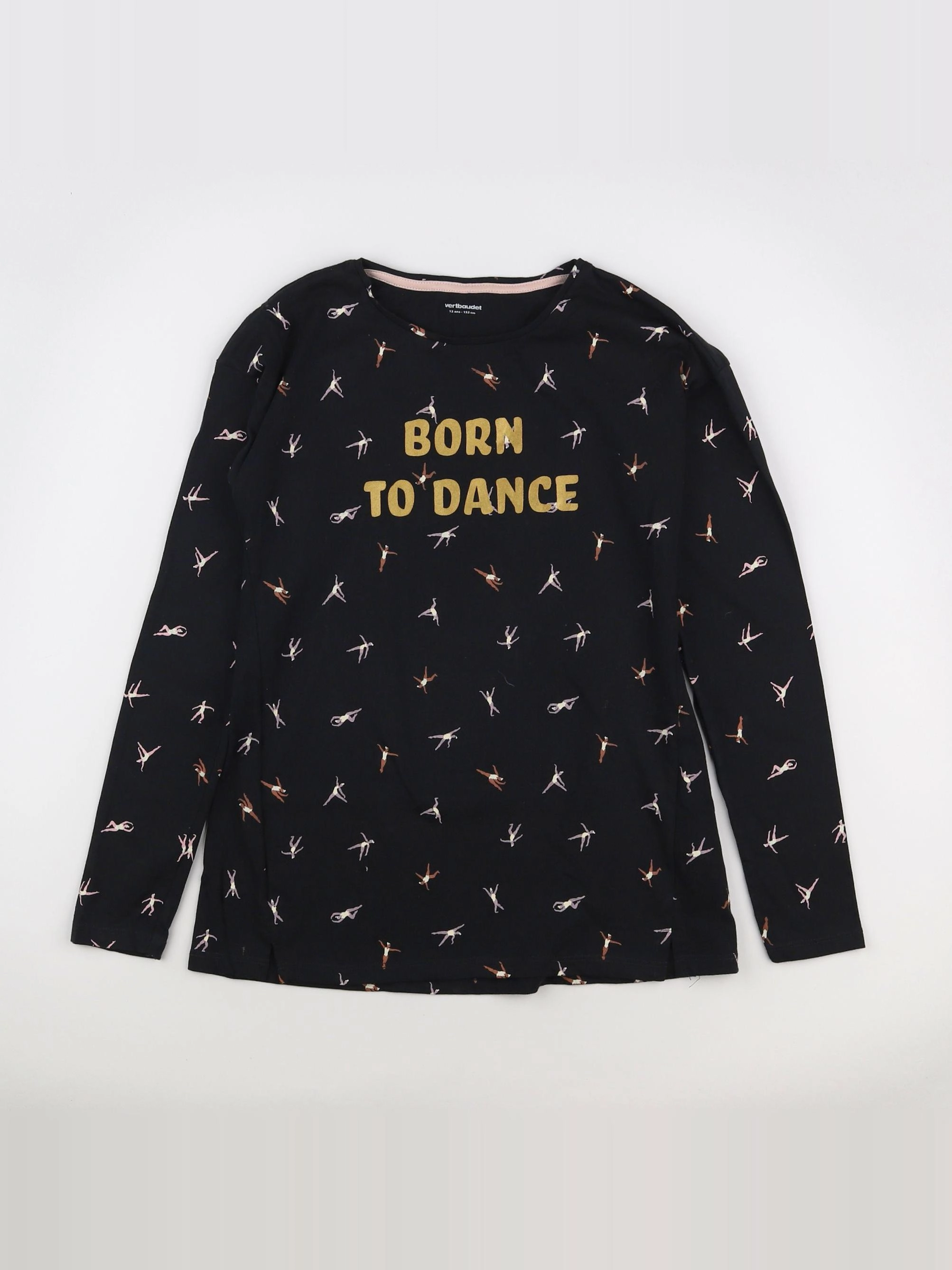 Vertbaudet - tee-shirt noir, or - 12 ans