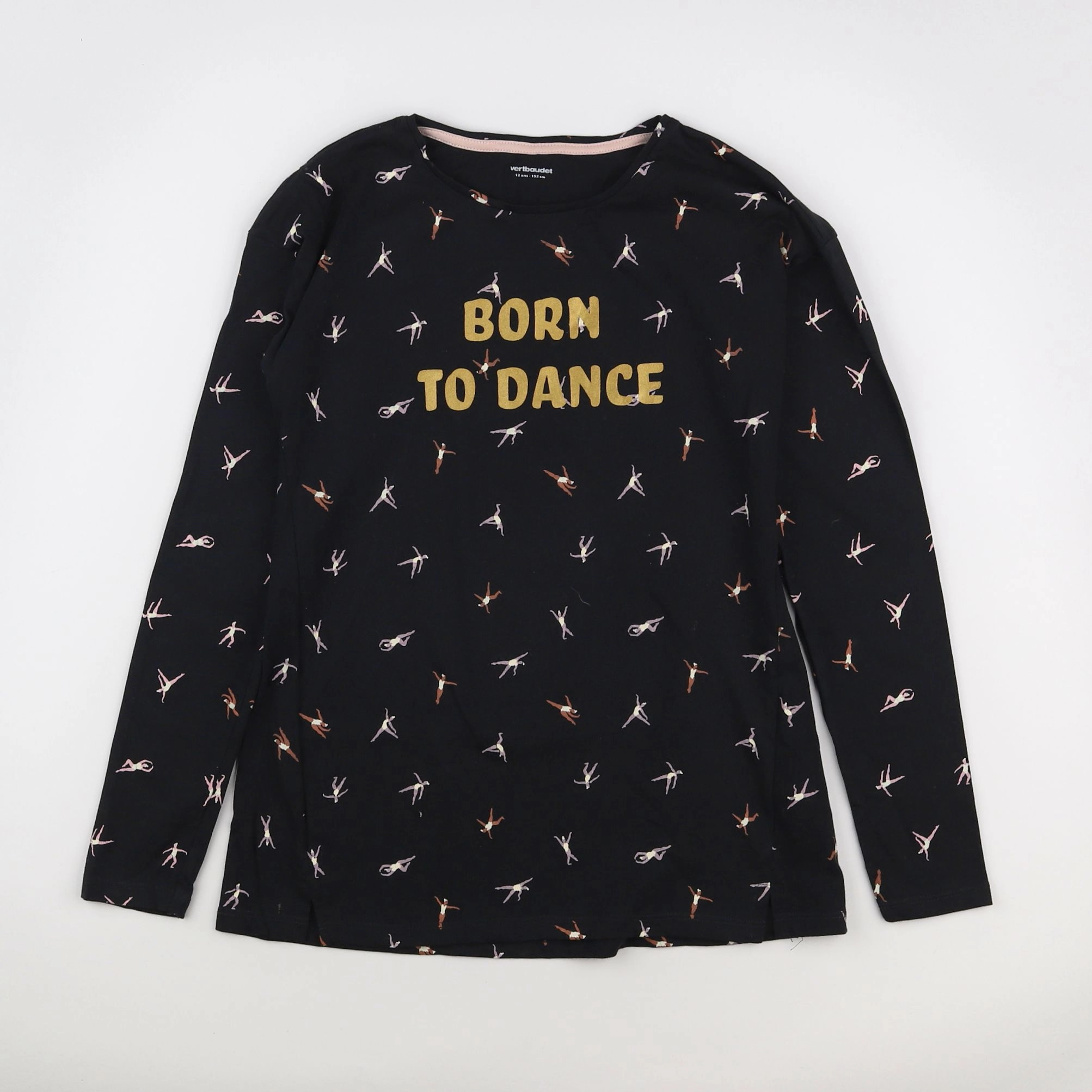 Vertbaudet - tee-shirt noir, or - 12 ans