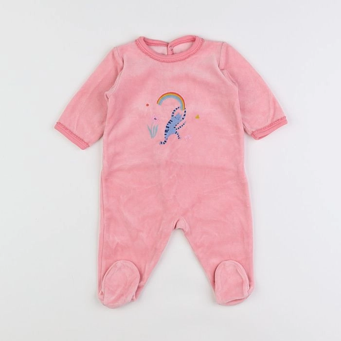 Petit Bateau - pyjama velours rose - 3 mois