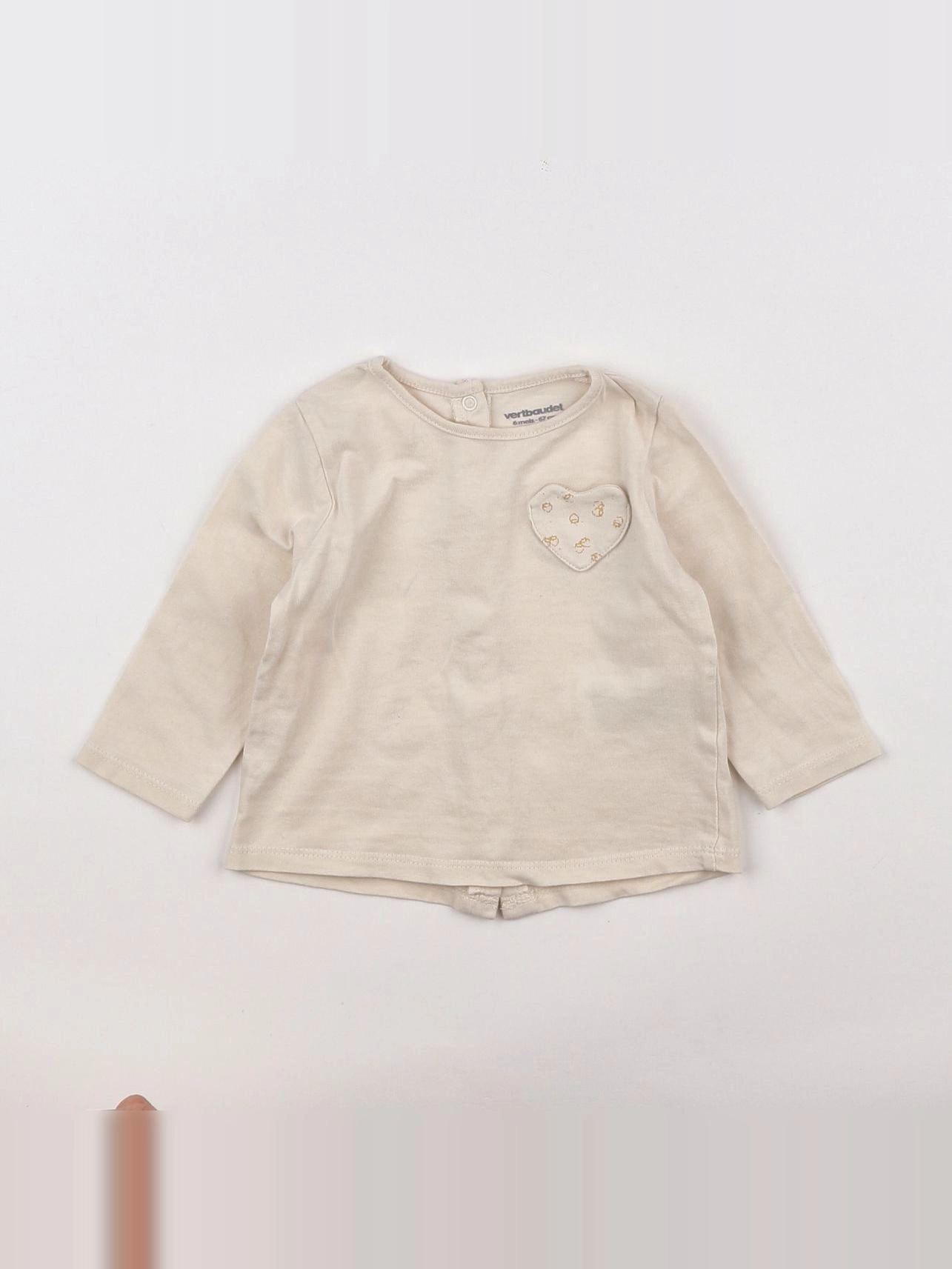 Vertbaudet - tee-shirt beige - 6 mois