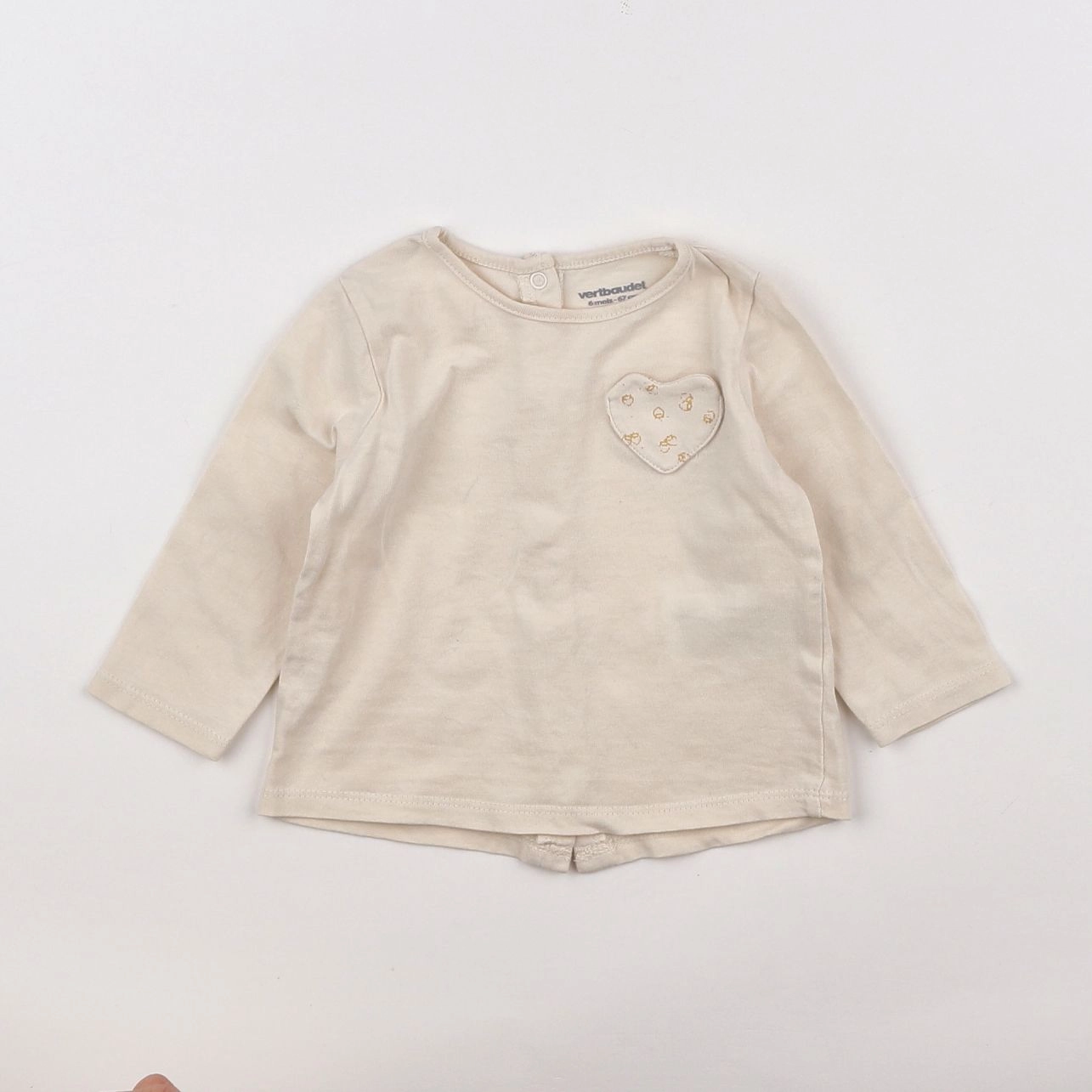 Vertbaudet - tee-shirt beige - 6 mois