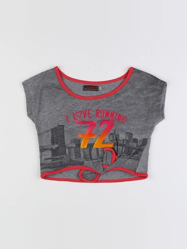 Catimini - tee-shirt gris, rose - 6 ans