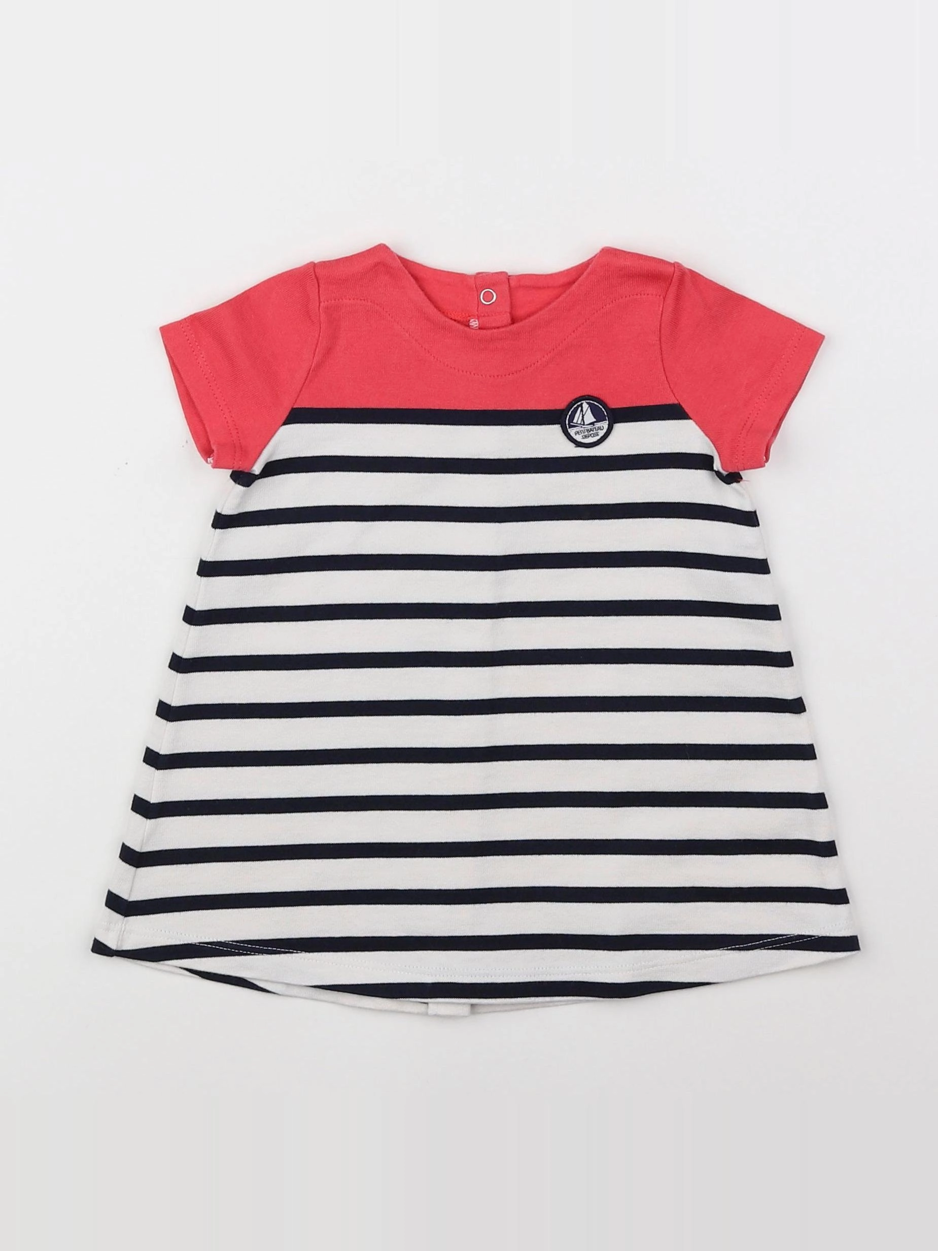 Petit Bateau - robe rose, blanc, bleu - 6 mois