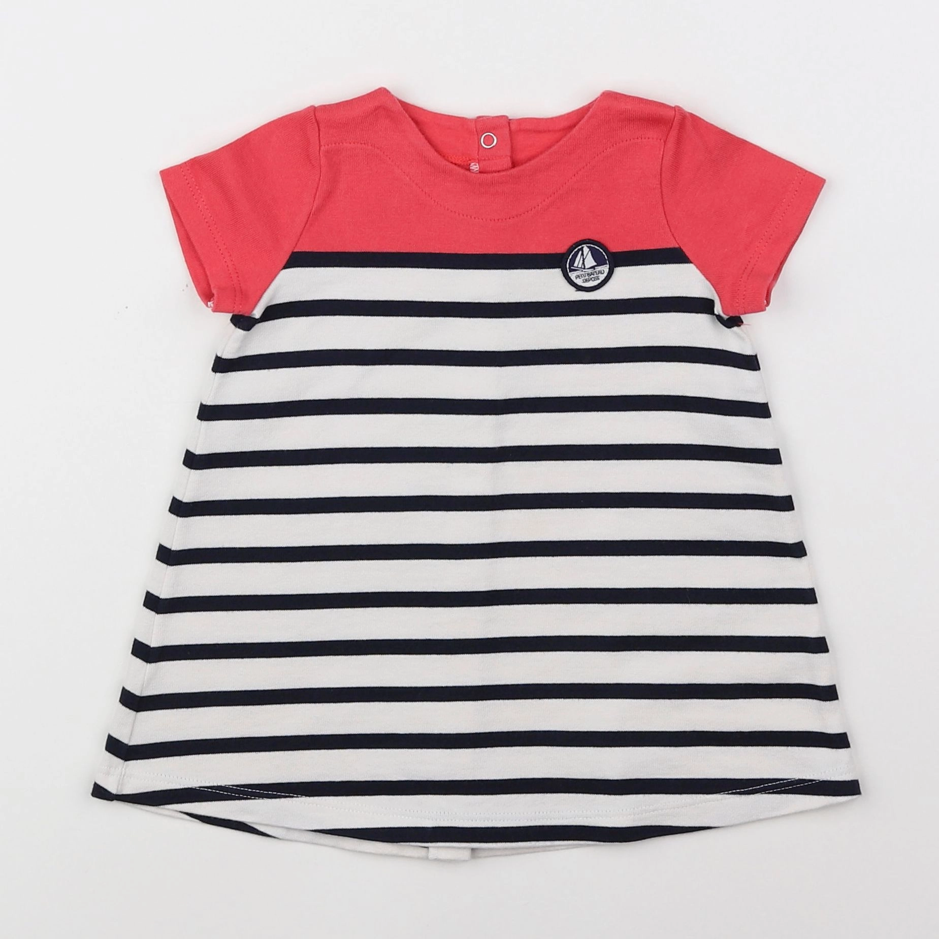 Petit Bateau - robe rose, blanc, bleu - 6 mois