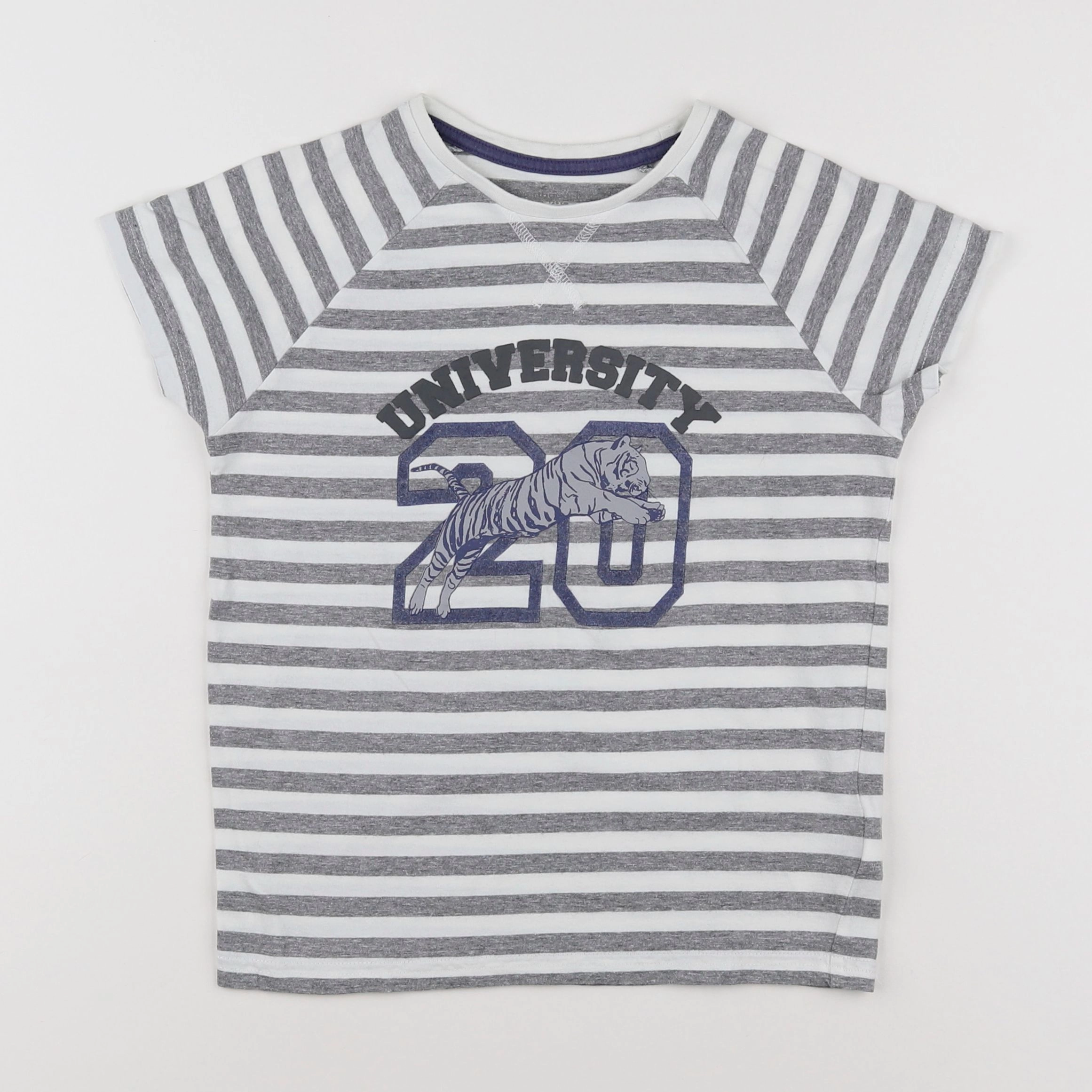 Vertbaudet - tee-shirt blanc, gris - 8 ans