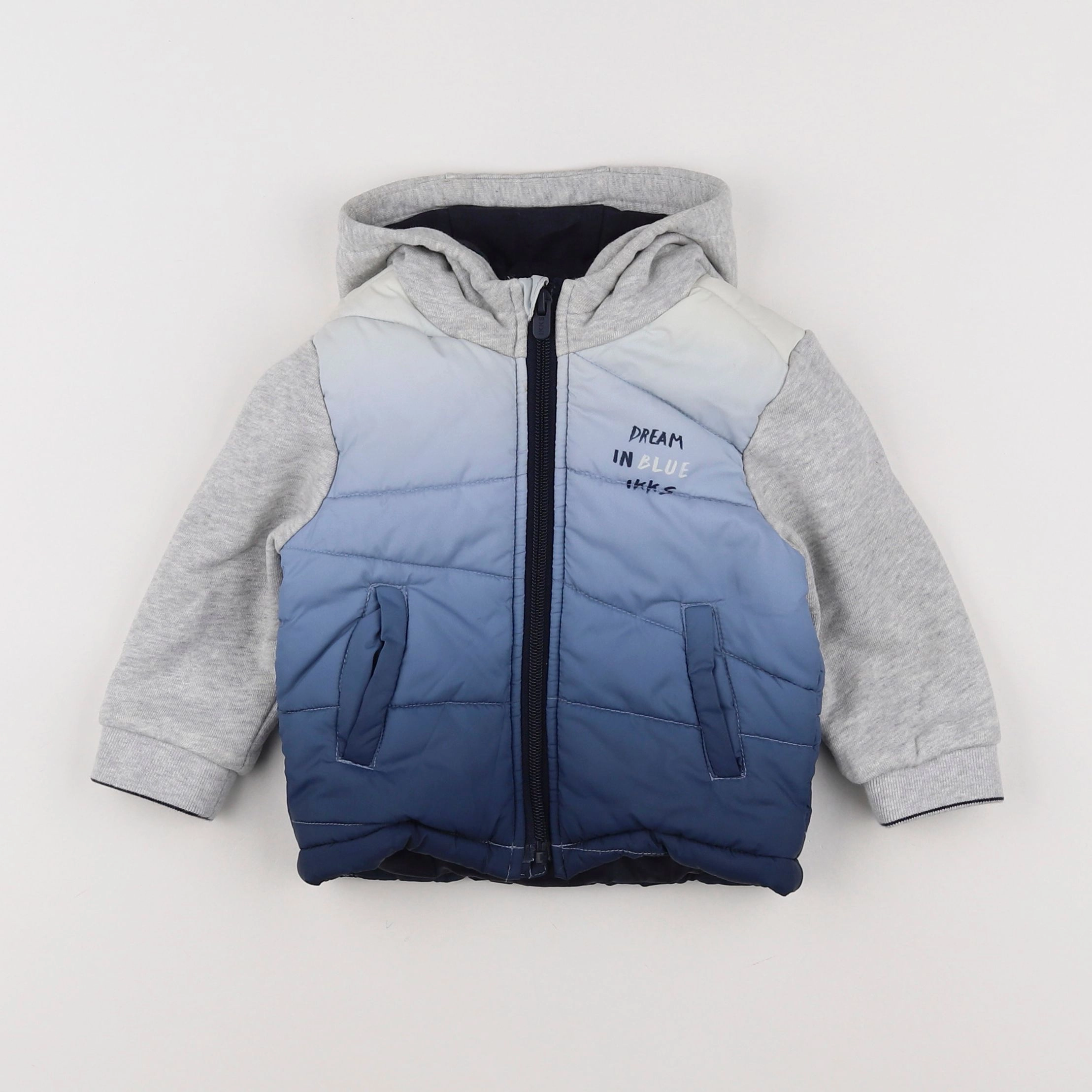 IKKS - veste bleu, gris - 12 mois